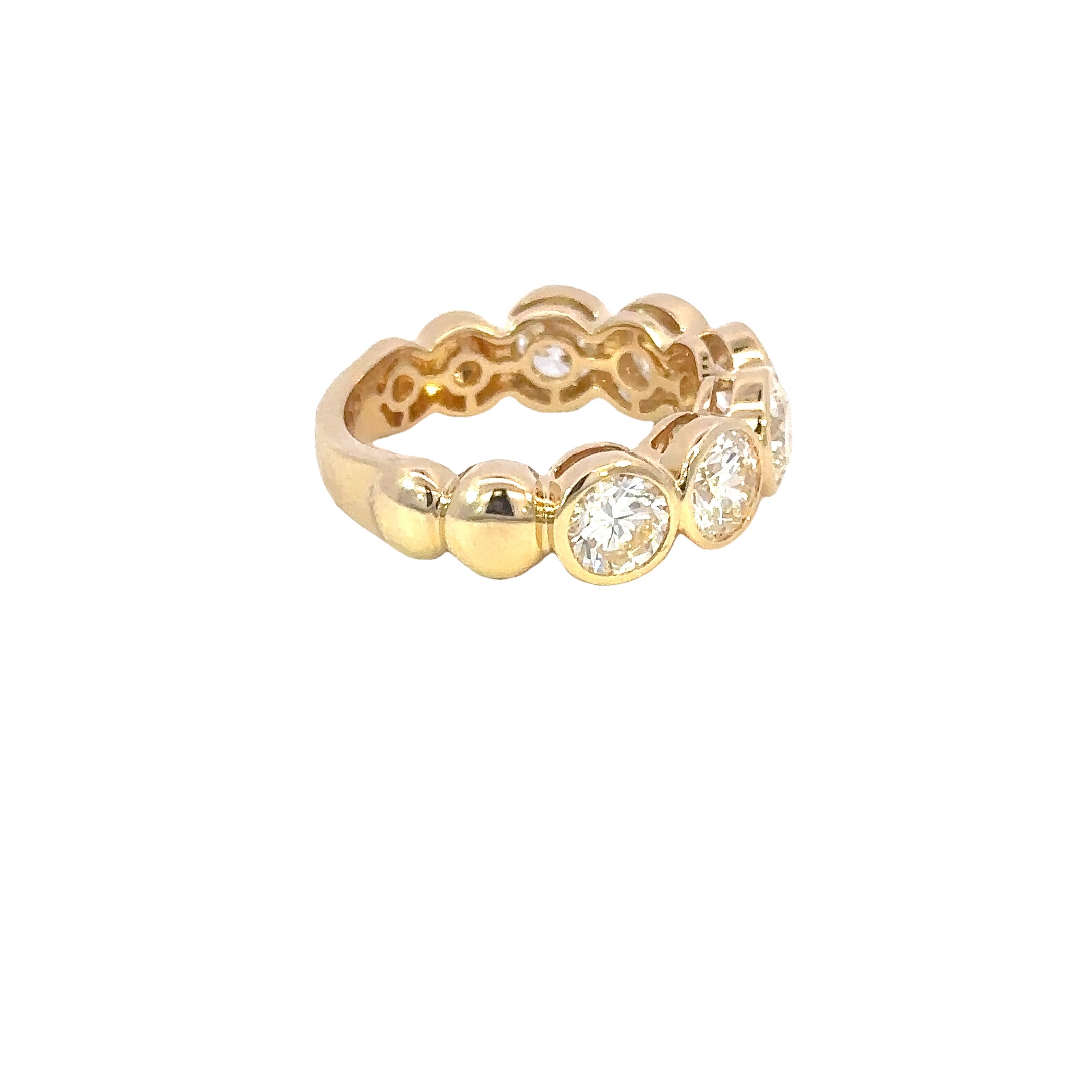 18K Yellow Gold 6 Diamond Bezel Band 3.20 Carat