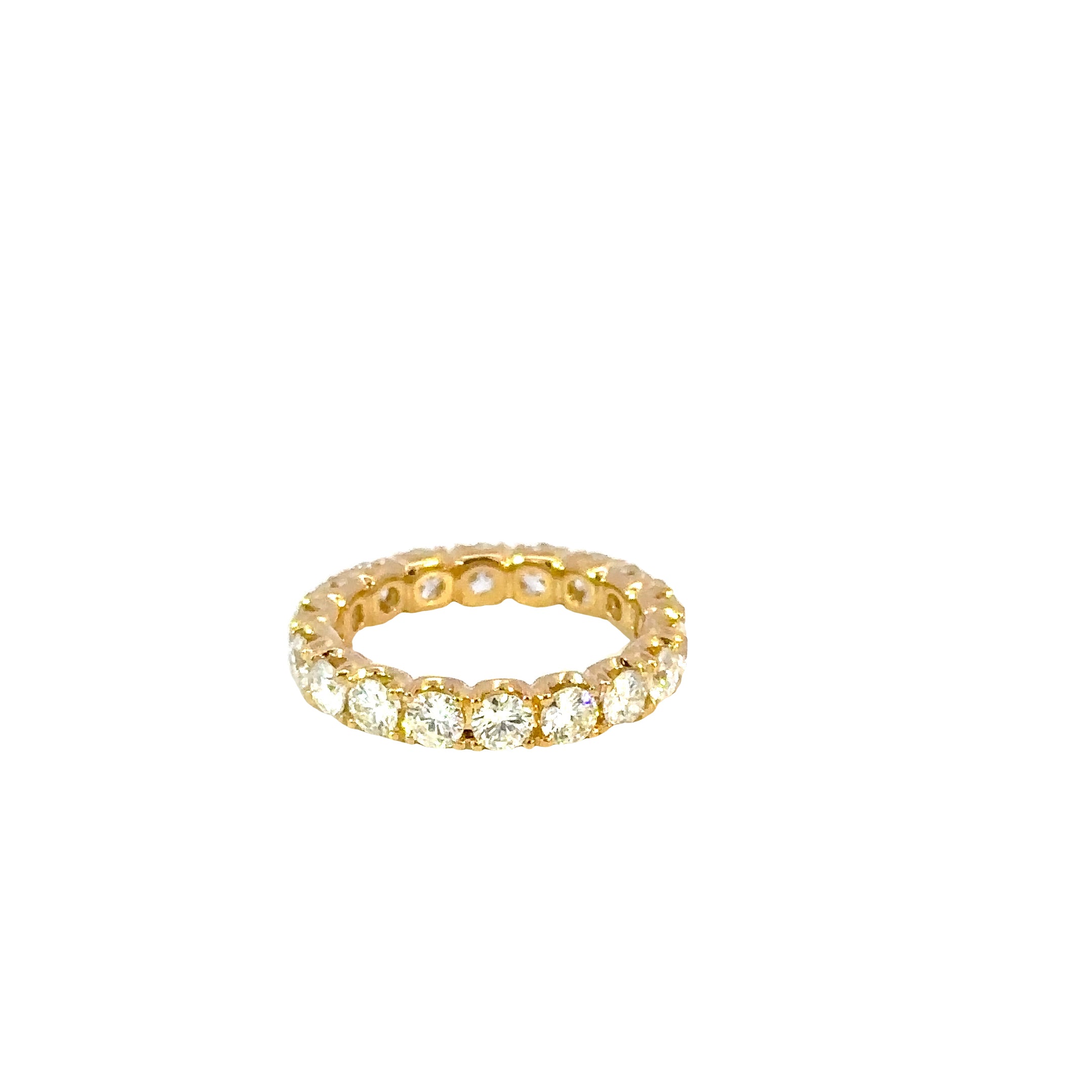 18K Yellow Gold Diamond Eternity Band Ring 2.59 Carat Total