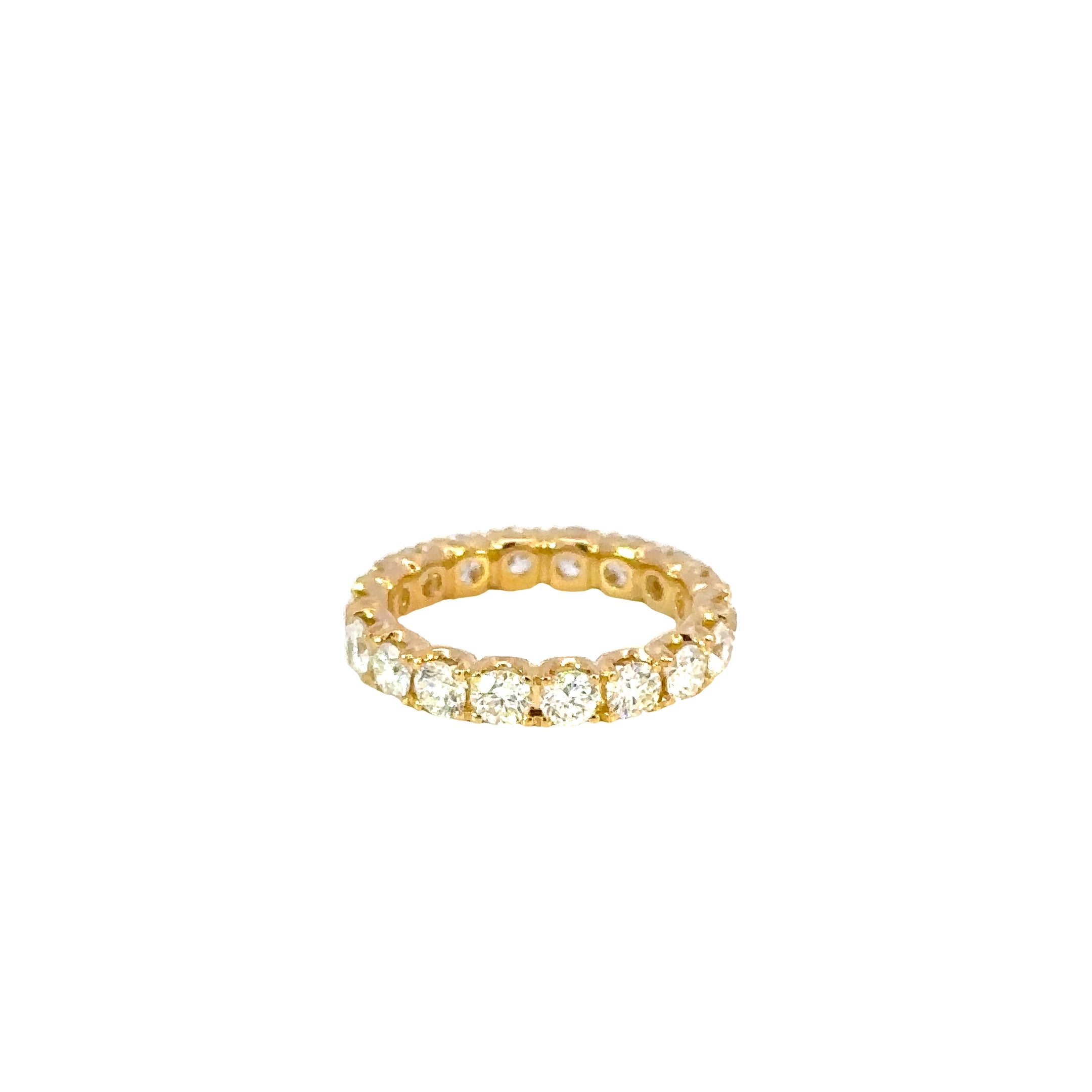 18K Yellow Gold Diamond Eternity Band Ring 2.59 Carat Total