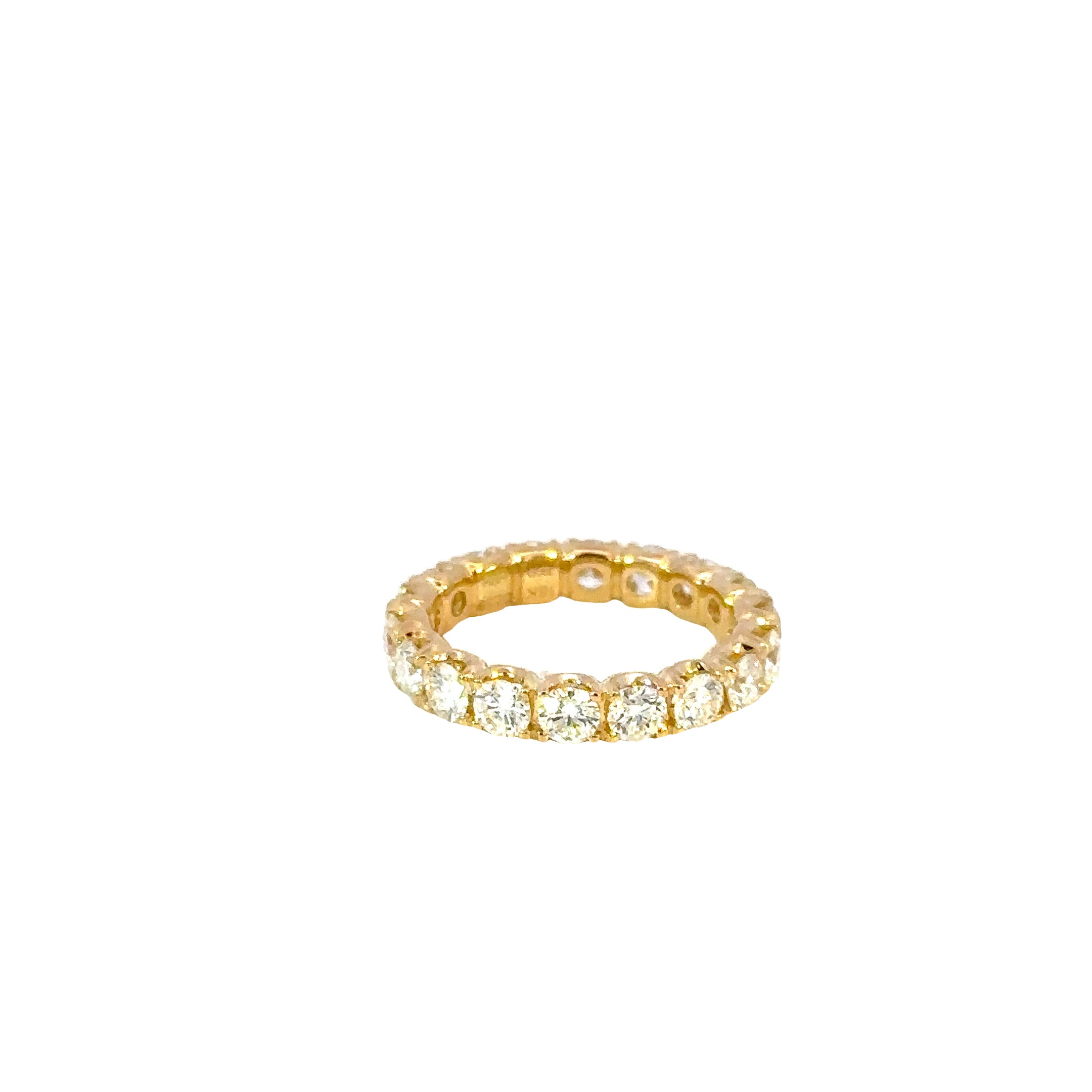 18K Yellow Gold Diamond Eternity Band Ring 2.59 Carat Total