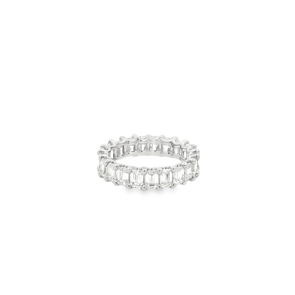 18K White Gold Emerald Cut Diamond Eternity Ring 4.51 Carat
