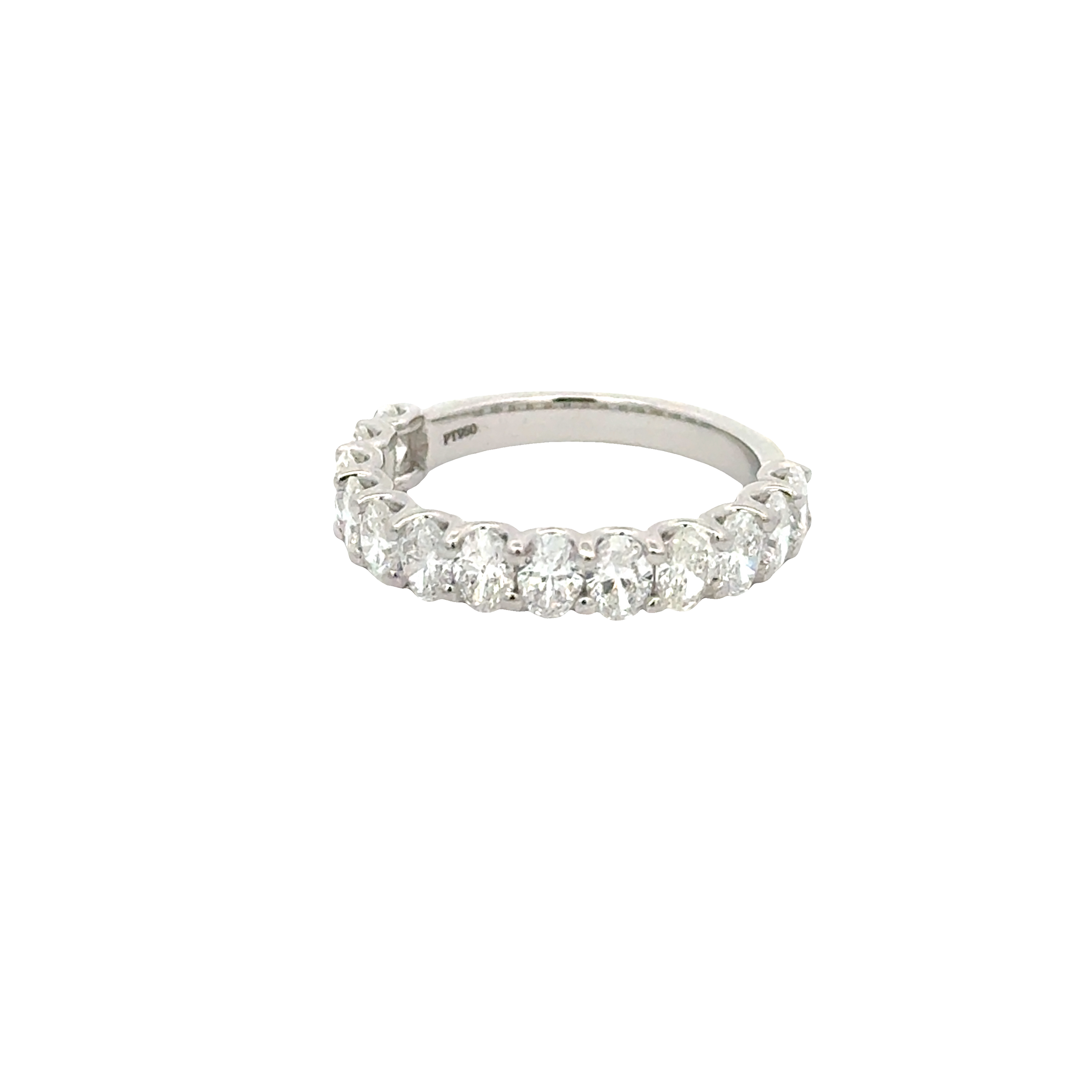 Platinum Oval Diamond Ring 1.88 Carat 13 Stone Band