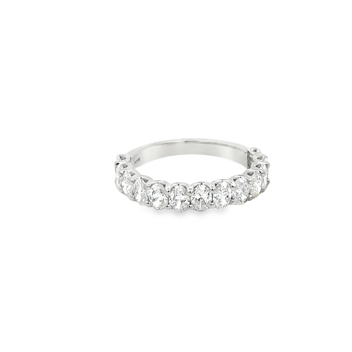 Platinum Oval Diamond Ring 1.88 Carat 13 Stone Band