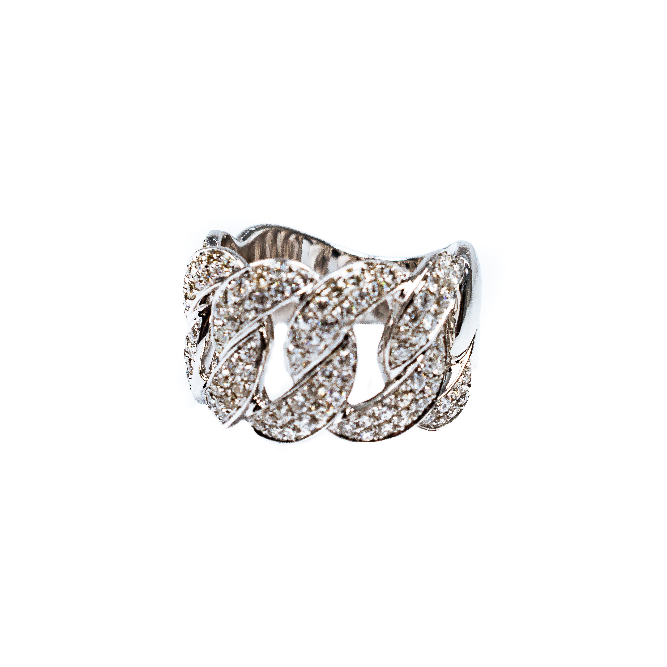 18kt White Gold Diamond Link Ring