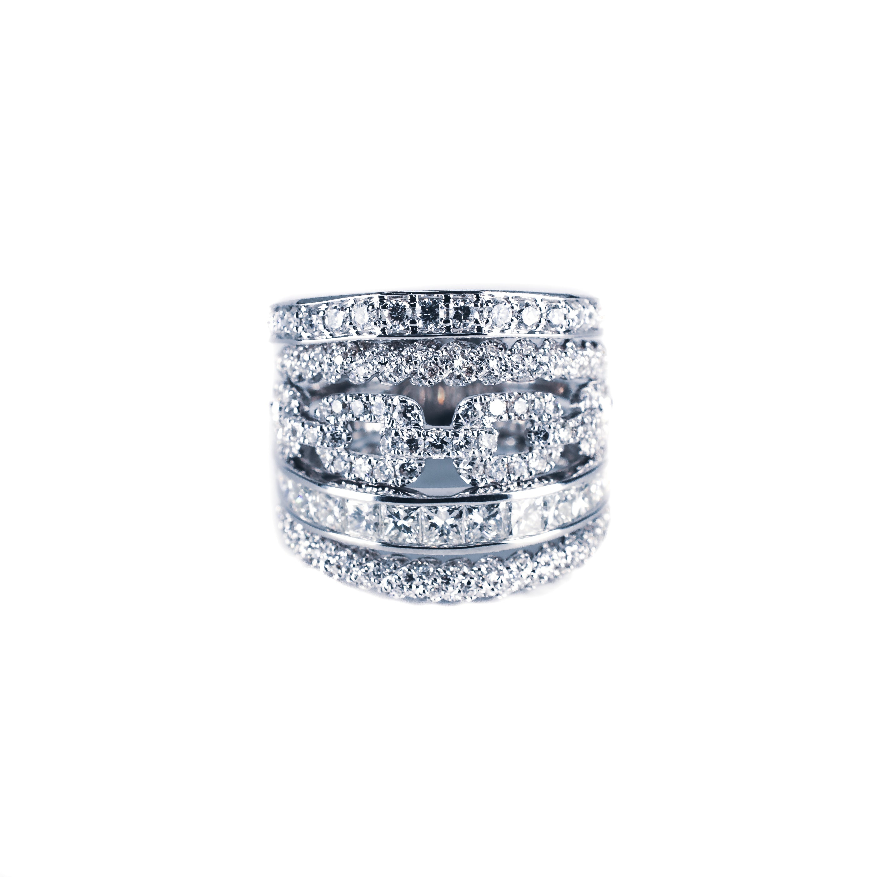 18K White Gold 5-in-1 Diamond Ring 2.49 Carat Total