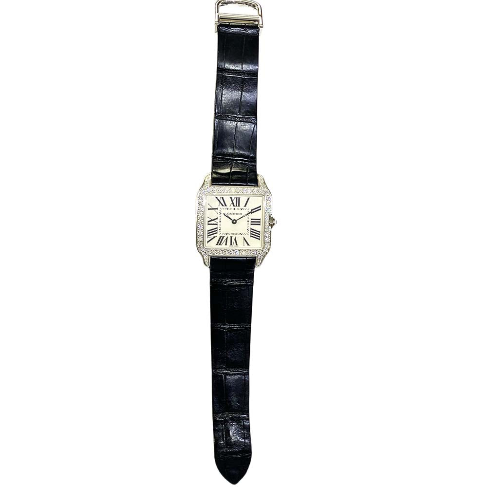 Santos-Dumont Medium - Diamond Bezel Diamond Case White Gold - 38.5mm x 30.3mm WH100251