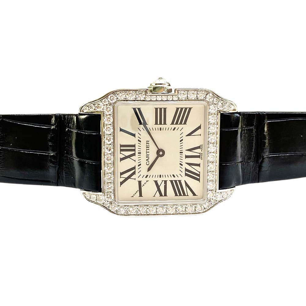 Santos-Dumont Medium - Diamond Bezel Diamond Case White Gold - 38.5mm x 30.3mm WH100251