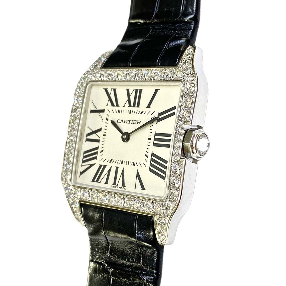 Santos-Dumont Medium - Diamond Bezel Diamond Case White Gold - 38.5mm x 30.3mm WH100251