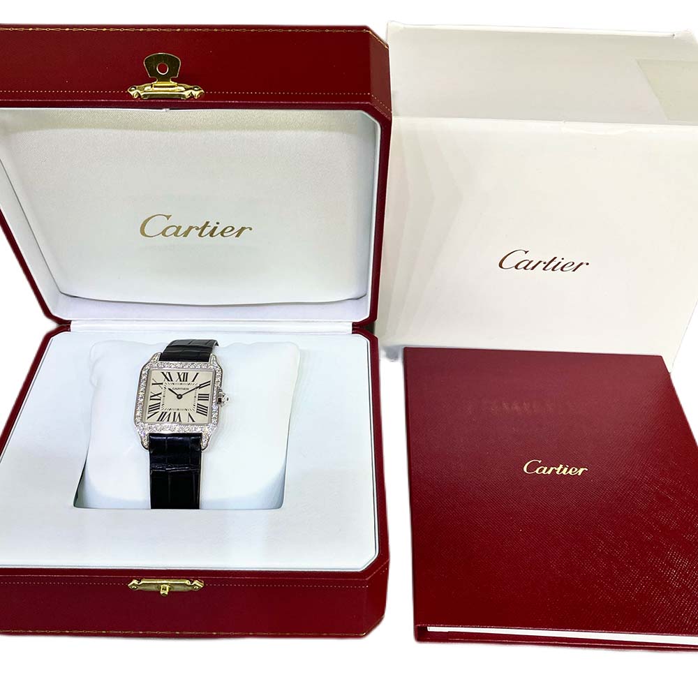 Santos-Dumont Medium - Diamond Bezel Diamond Case White Gold - 38.5mm x 30.3mm WH100251