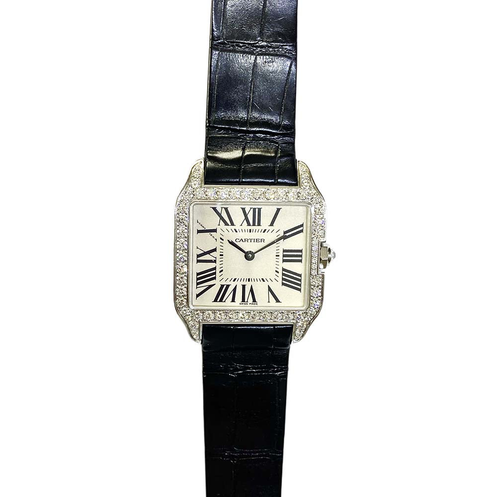 Santos-Dumont Medium - Diamond Bezel Diamond Case White Gold - 38.5mm x 30.3mm WH100251