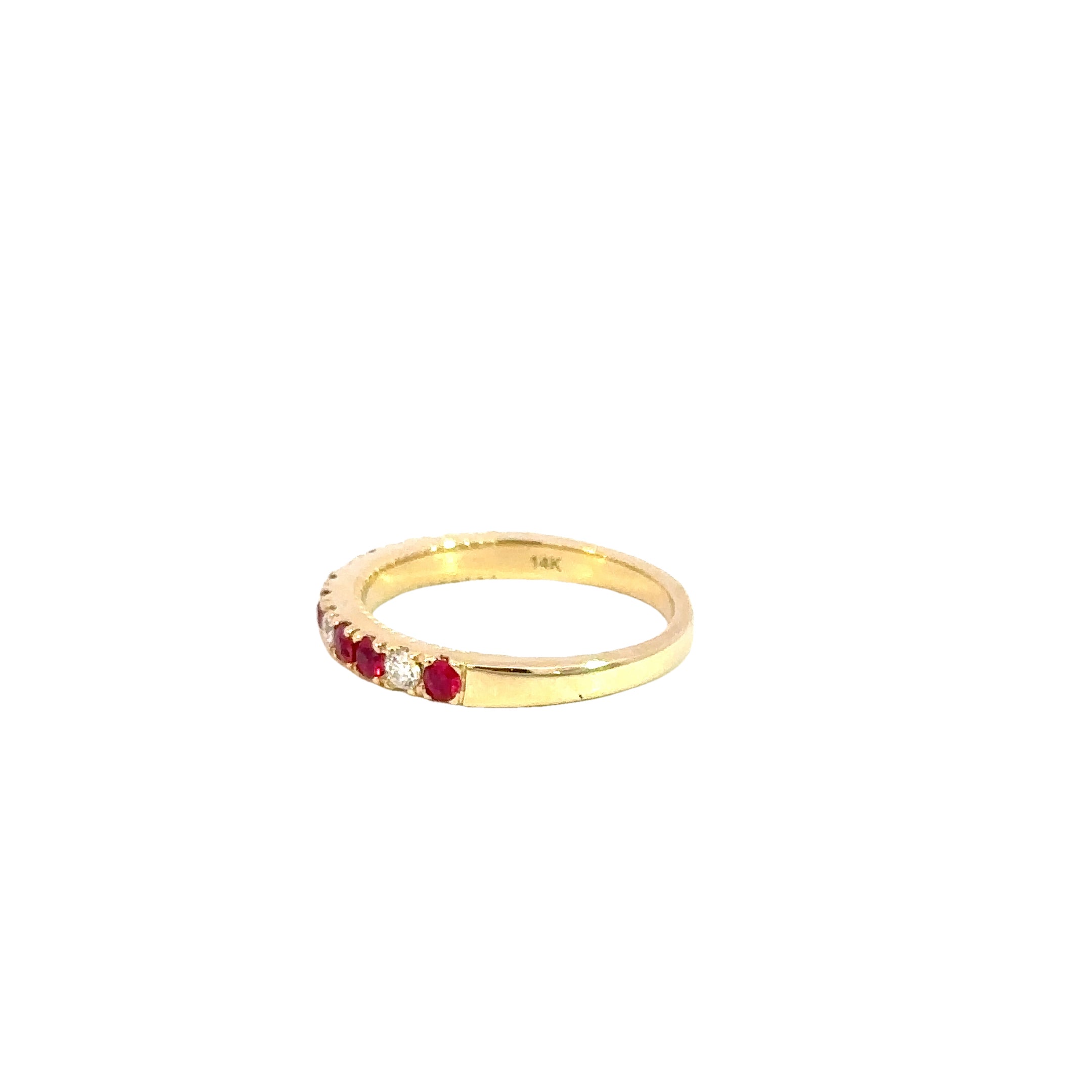14K Yellow Gold Ruby & Diamond Band