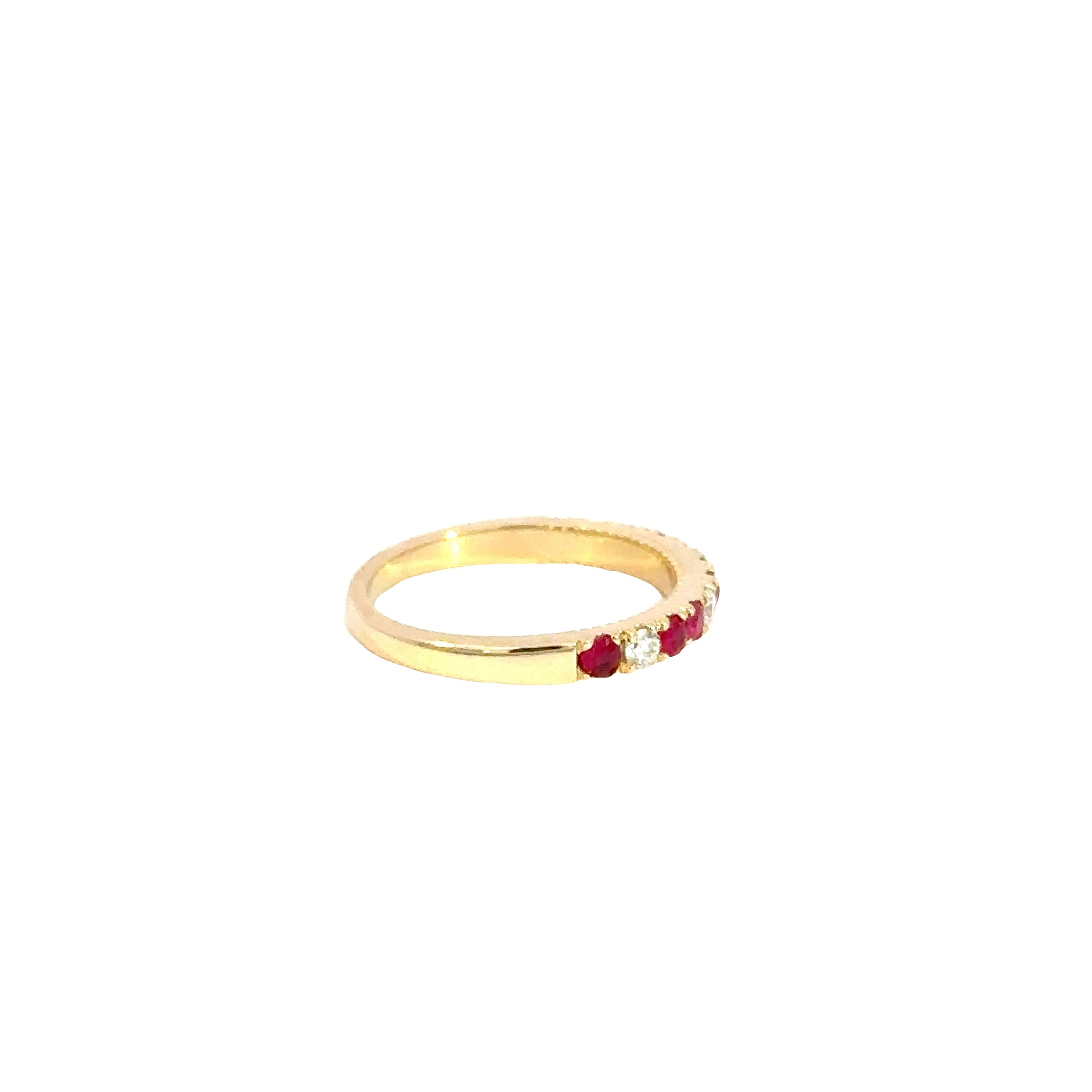 14K Yellow Gold Ruby & Diamond Band
