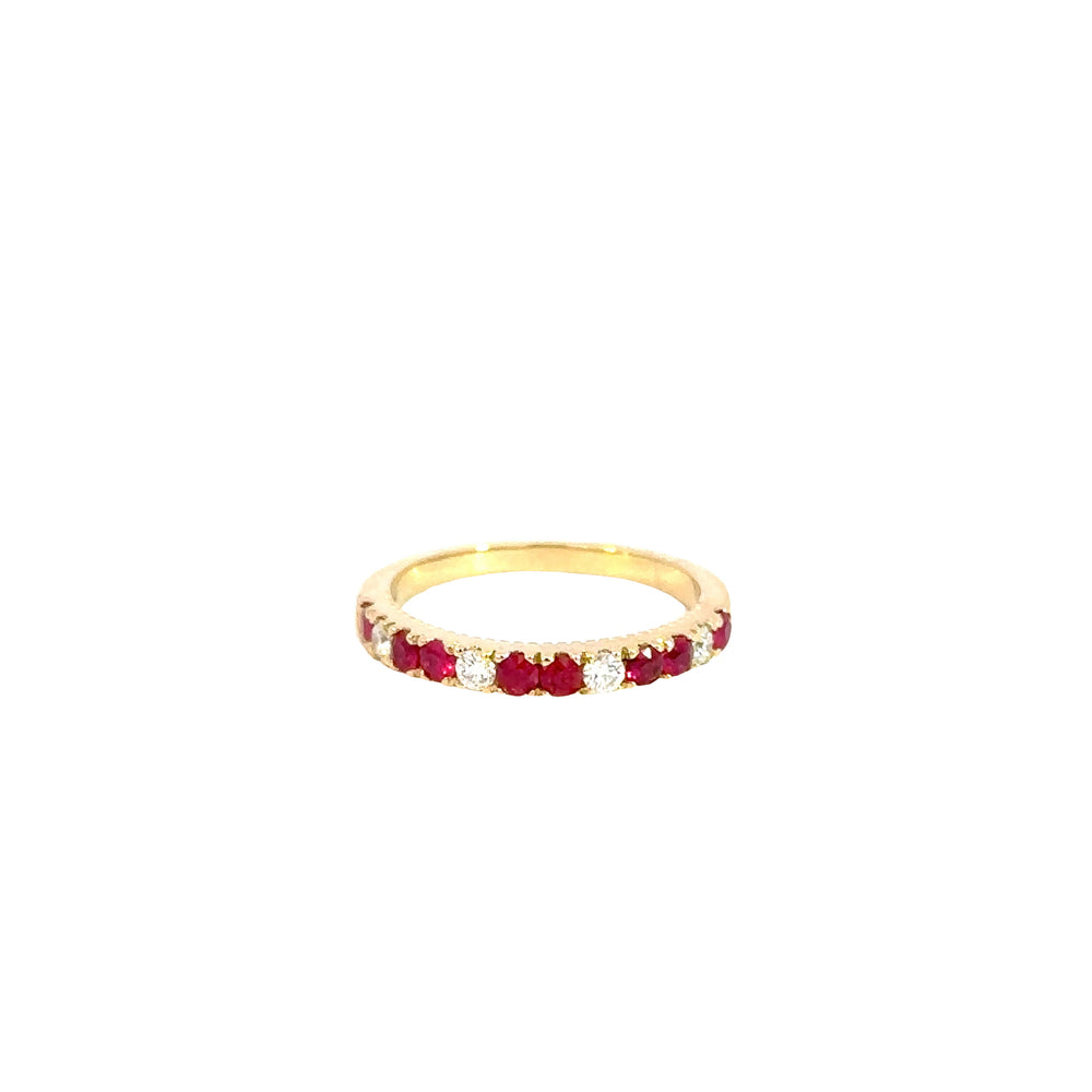 14K Yellow Gold Ruby & Diamond Band