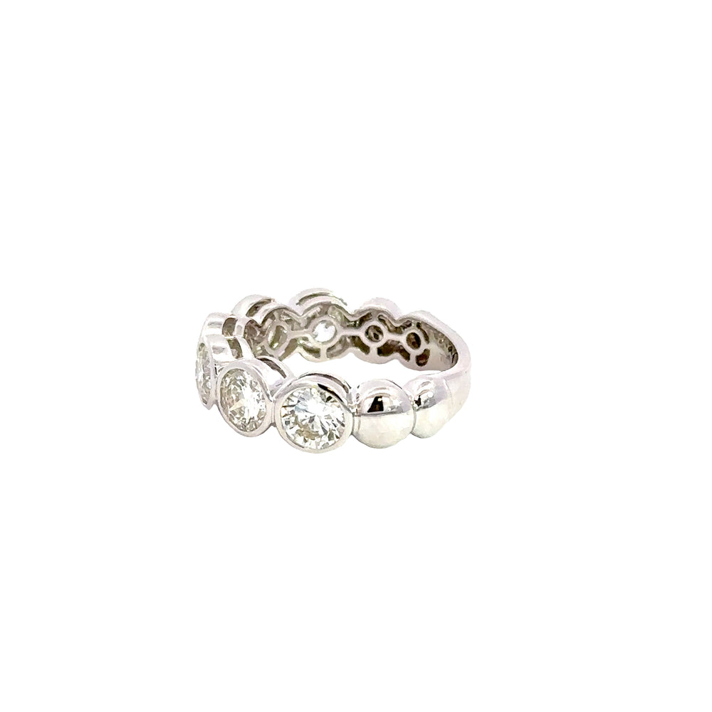18K White Gold Round Diamond Bezel Band 3.05 Carat