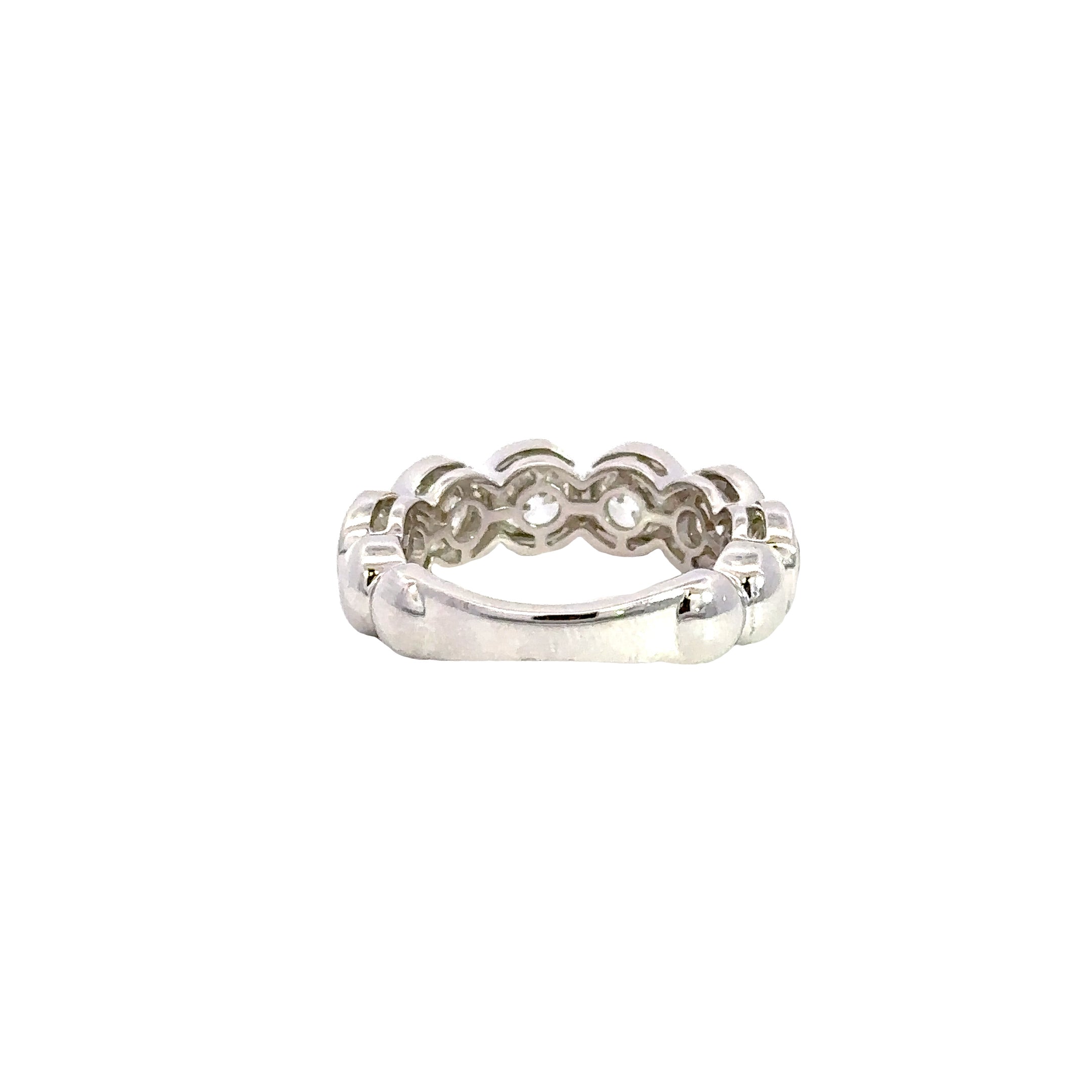 18K White Gold Round Diamond Bezel Band 3.05 Carat