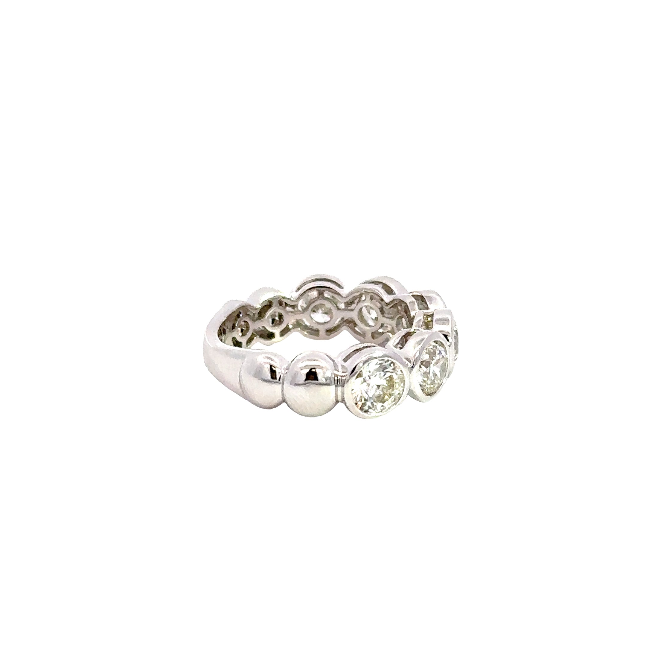 18K White Gold Round Diamond Bezel Band 3.05 Carat