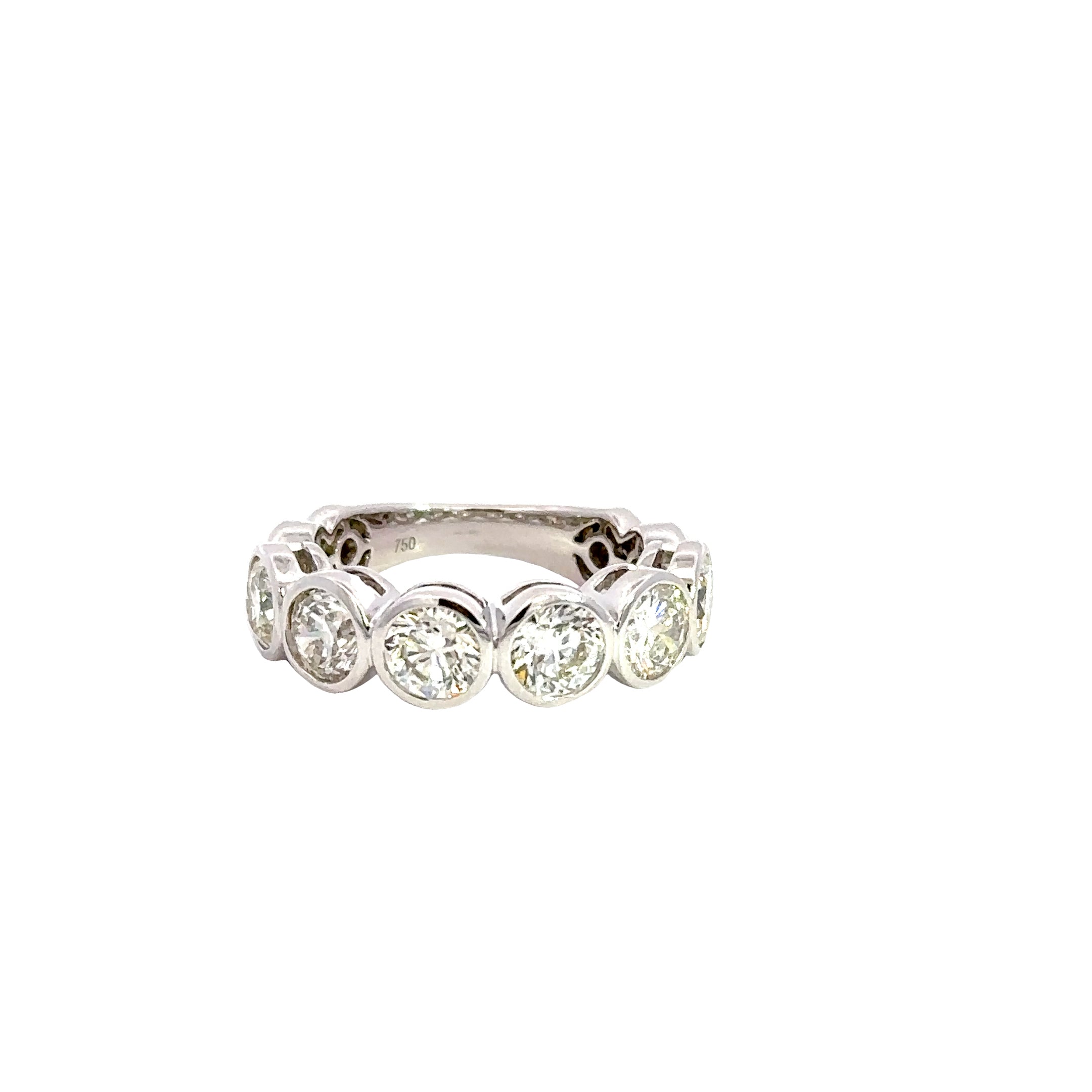 18K White Gold Round Diamond Bezel Band 3.05 Carat