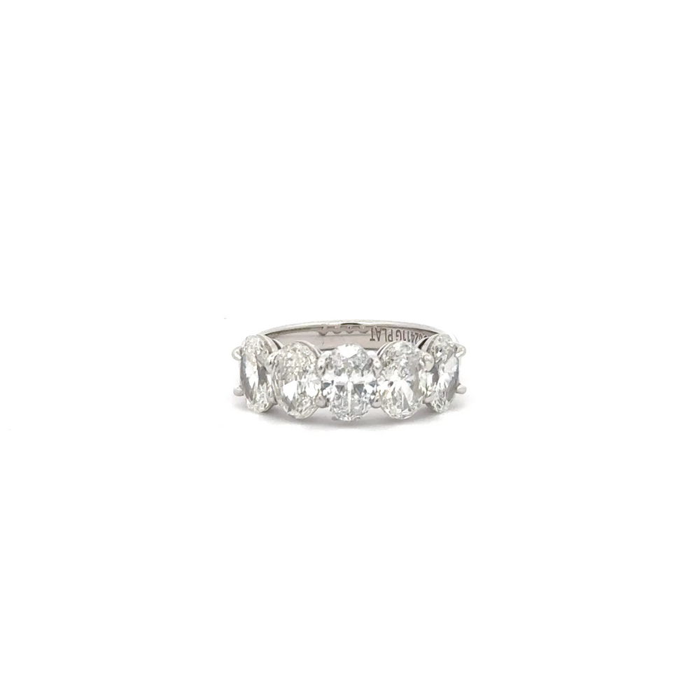 Platinum 5-Stone Oval Diamond Ring 2.62cttw GIA D–G VVS1–VS1