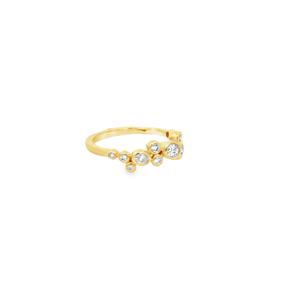 14K Yellow Gold Diamond Bubble Ring
