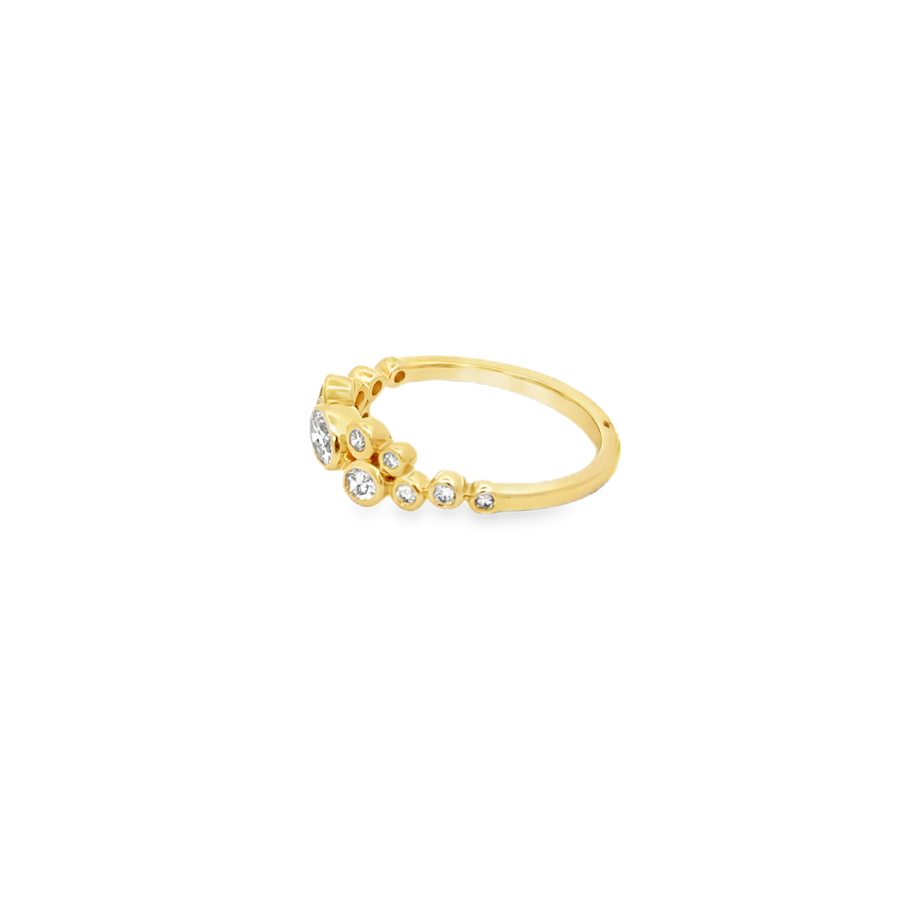 14K Yellow Gold Diamond Bubble Ring