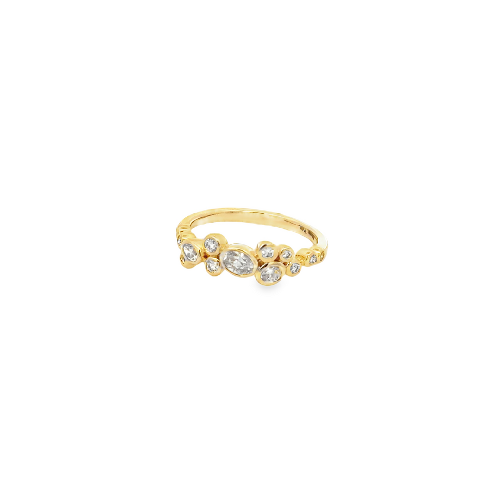 14K Yellow Gold Diamond Bubble Ring