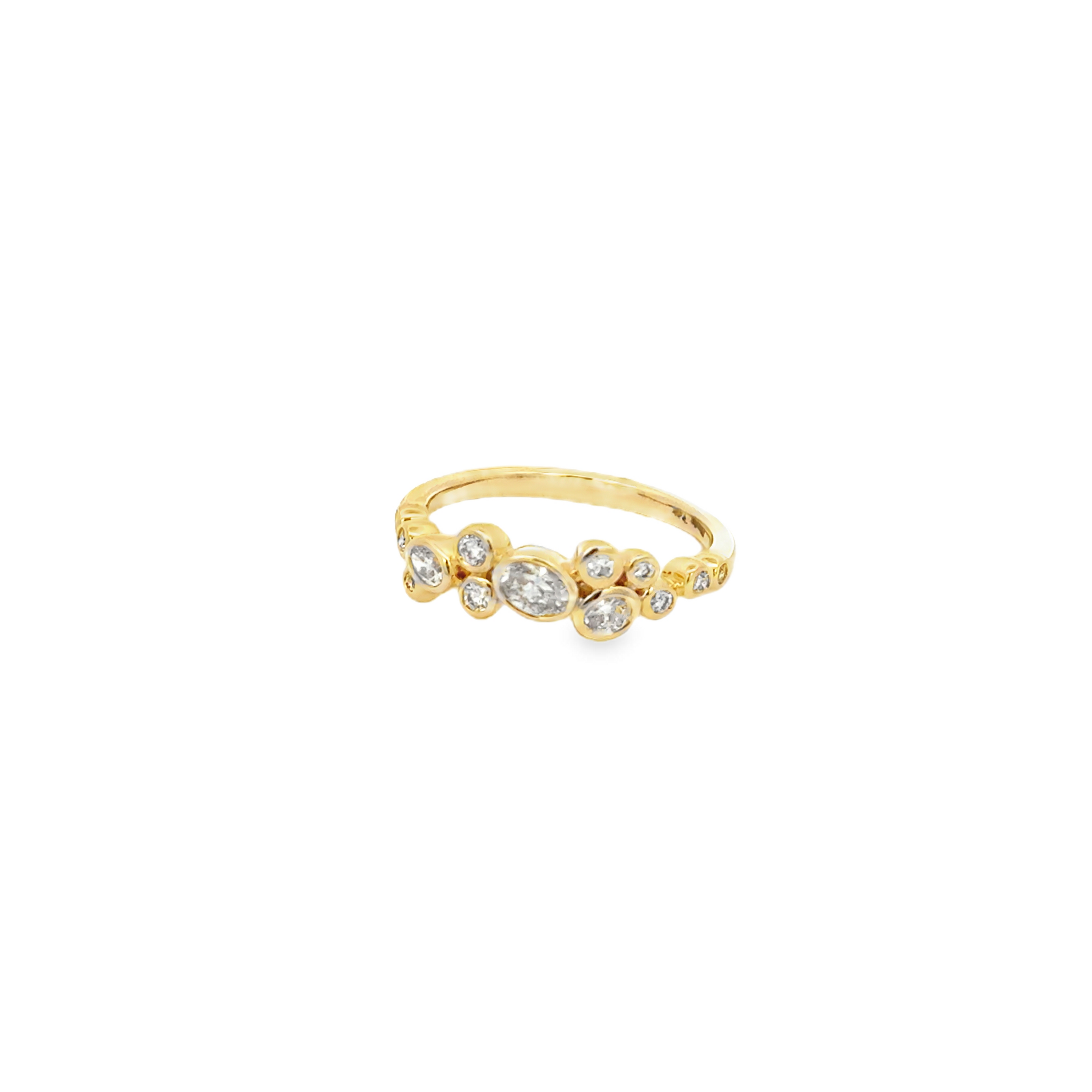 14K Yellow Gold Diamond Bubble Ring