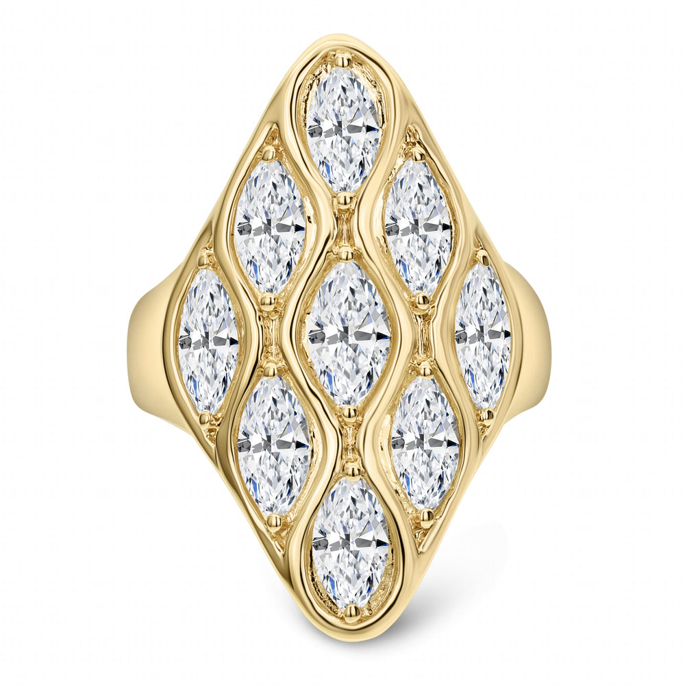18K Yellow Gold Marquise Diamond Ring 2.40 Carat VS