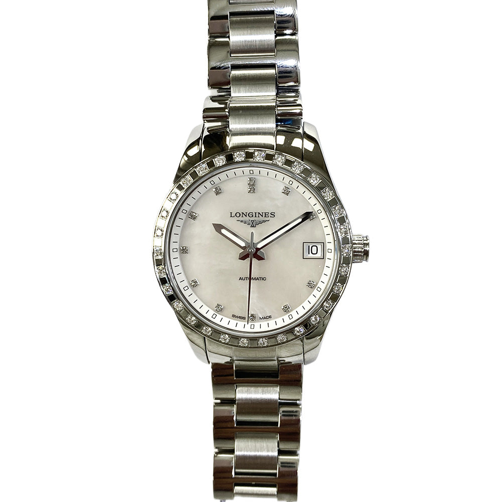 Conquest Classic Dial Diamond Bezel Stainless Steel L2.385.0.87.6