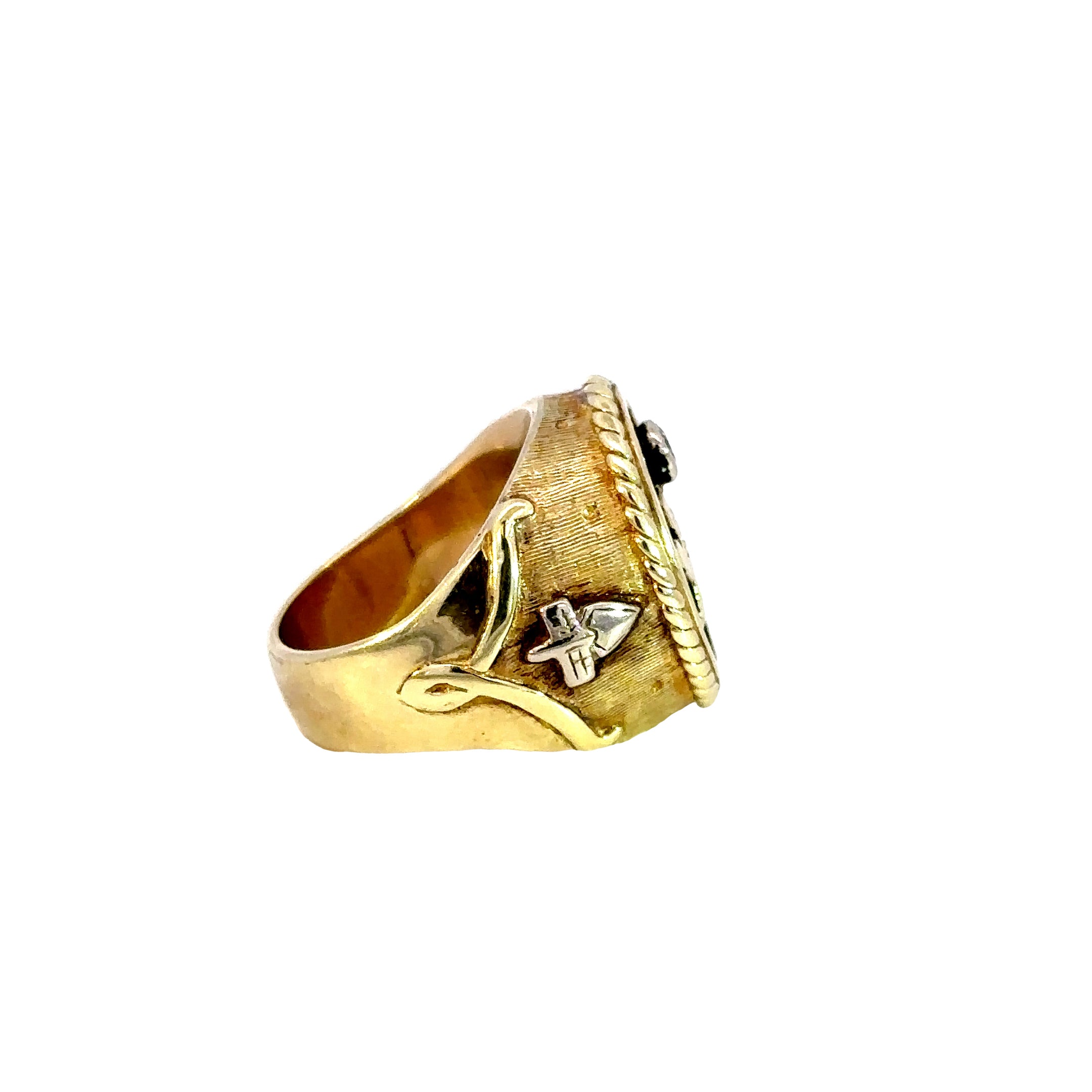 -E- 14kt yg Vintage Masonic Ri