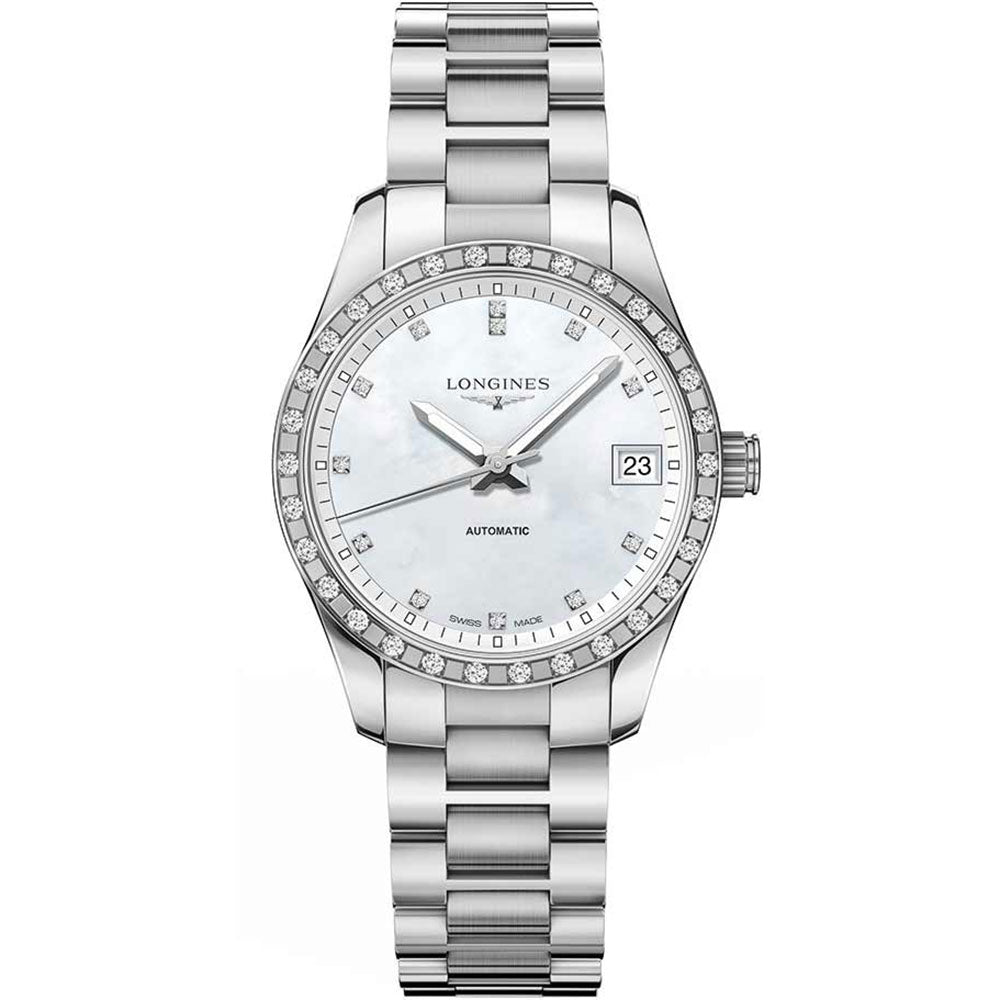 Conquest Classic Dial Diamond Bezel Stainless Steel L2.385.0.87.6