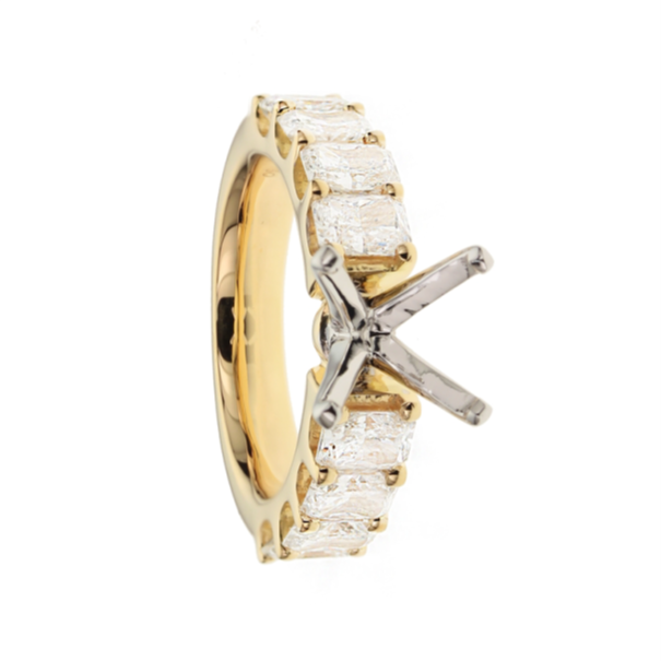 18K Yellow Gold Radiant Cut Diamond Semi-Mount Ring 2.65 Carat