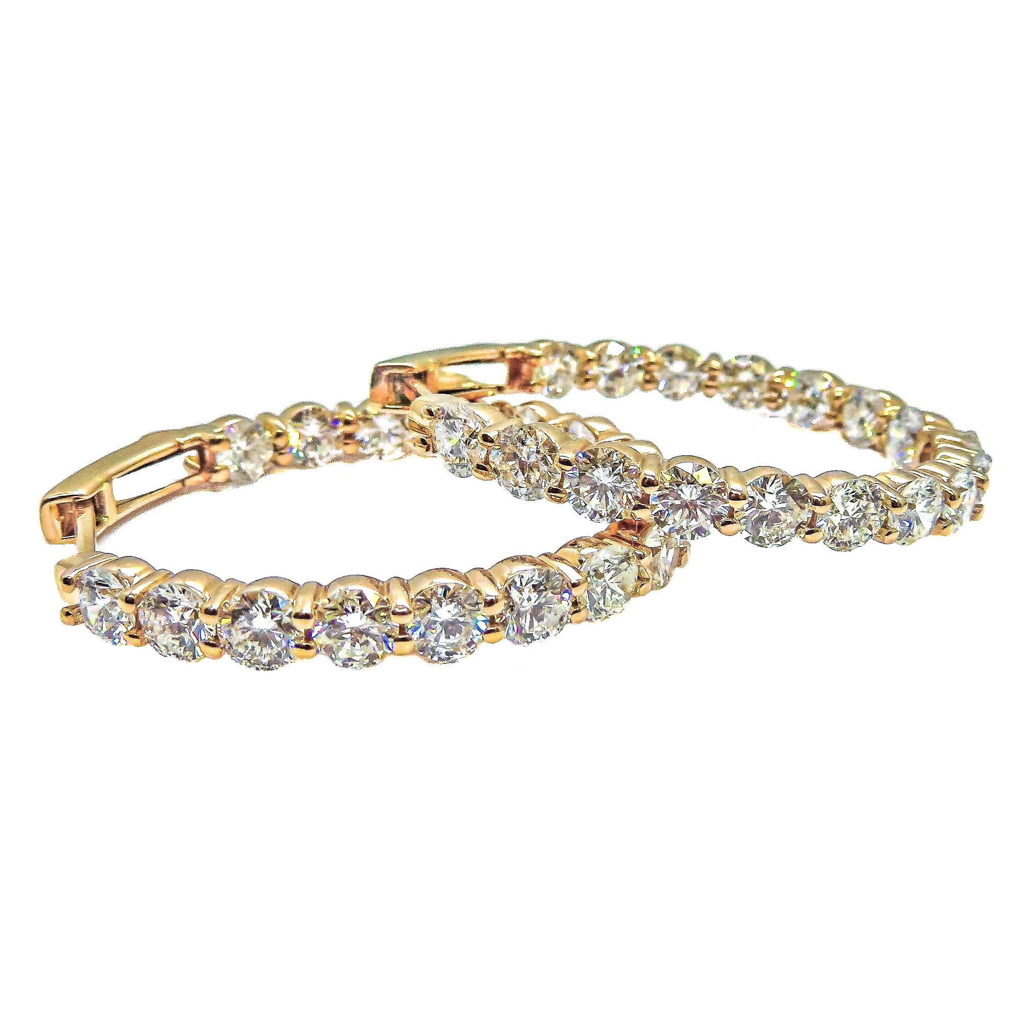 14K Rose Gold Inside-Outside Oval Diamond Hoop Earrings – 5.25 Carats