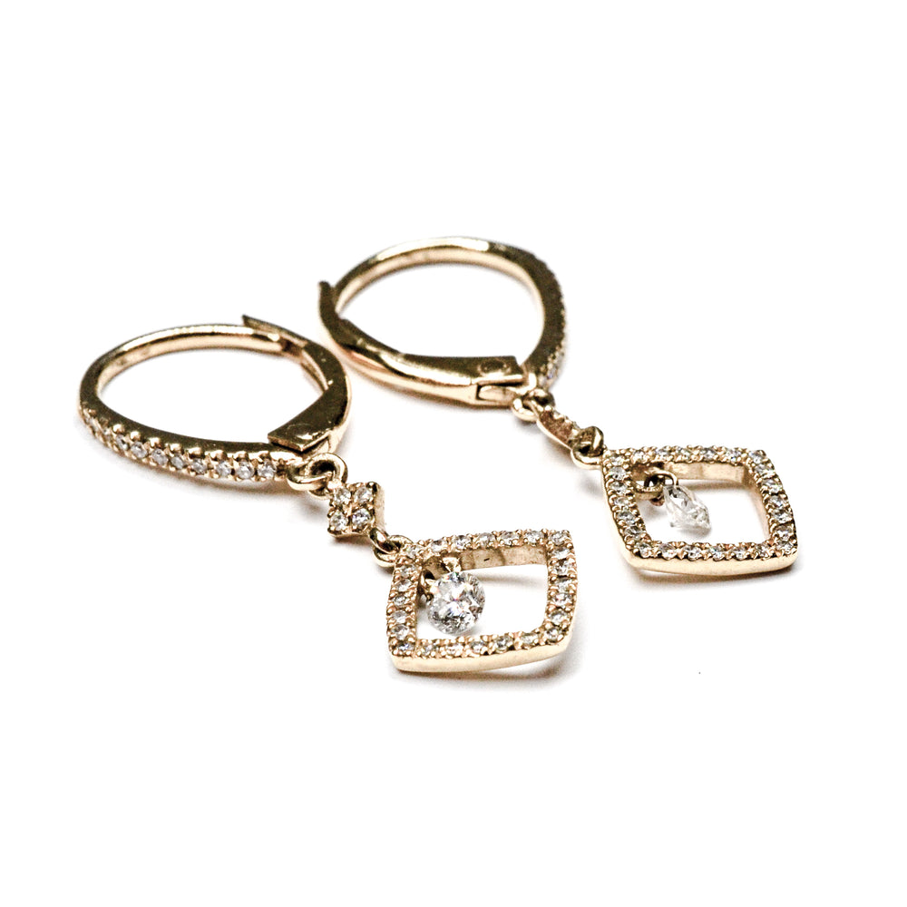 14kt yg diamond dangling drop