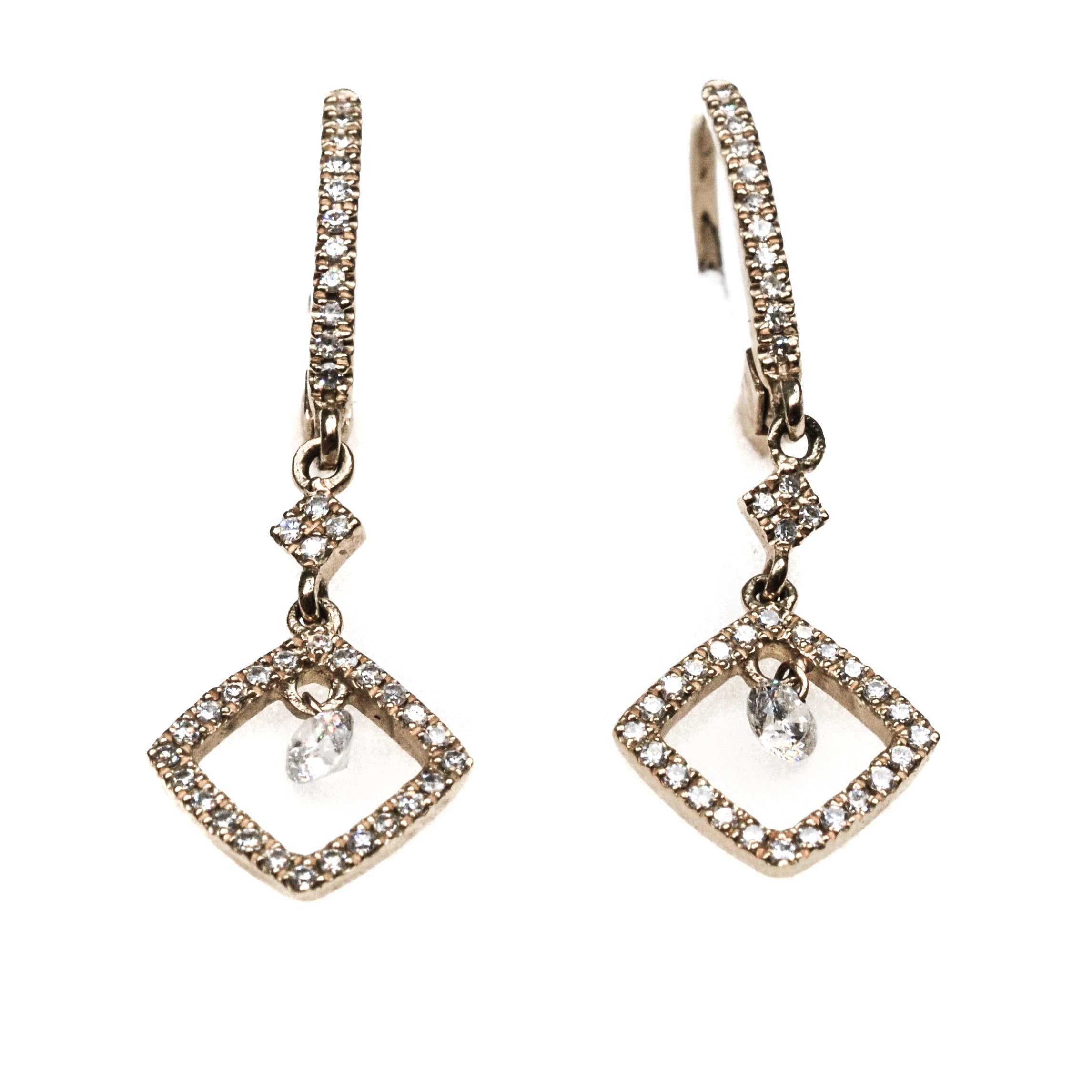 14kt yg diamond dangling drop