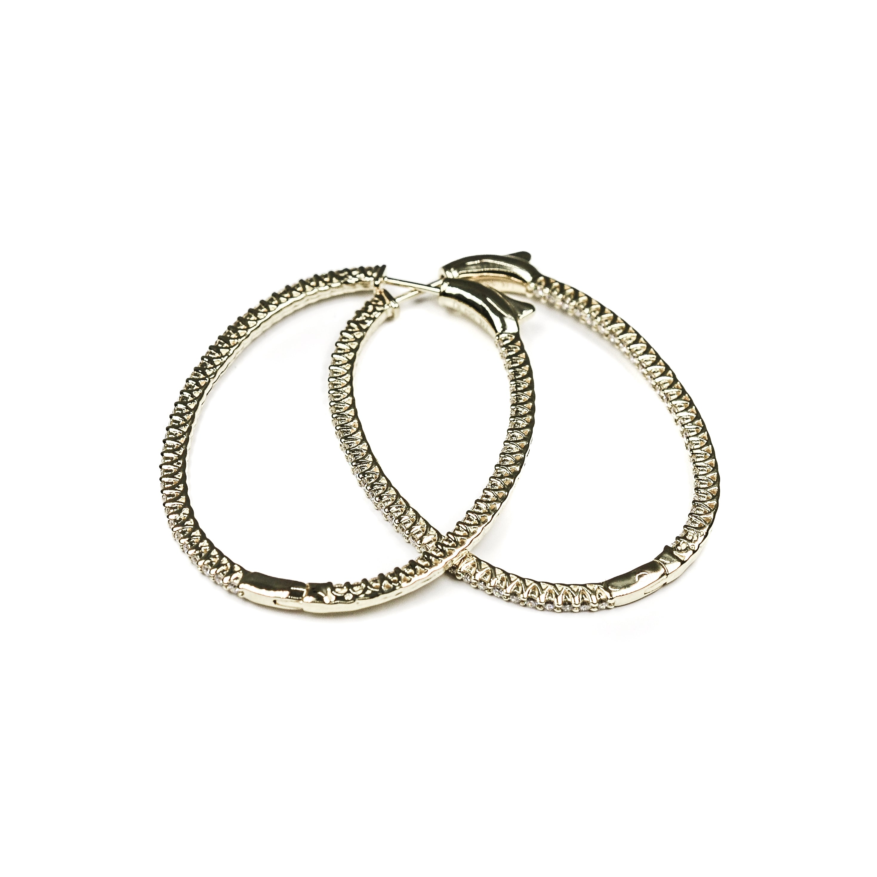 14kt yg in/out dia Oval hoops
