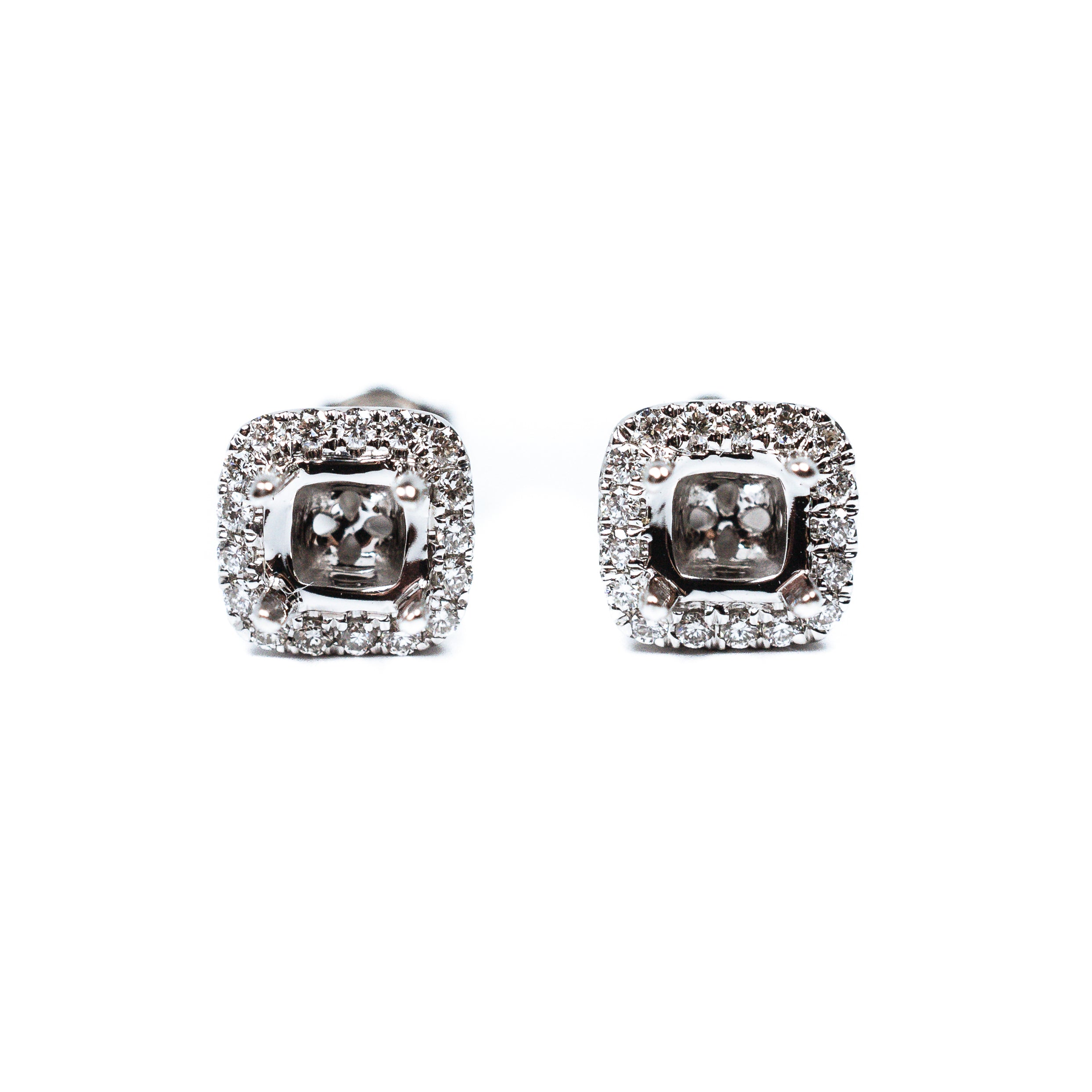 14kt wg square smnt earring w/