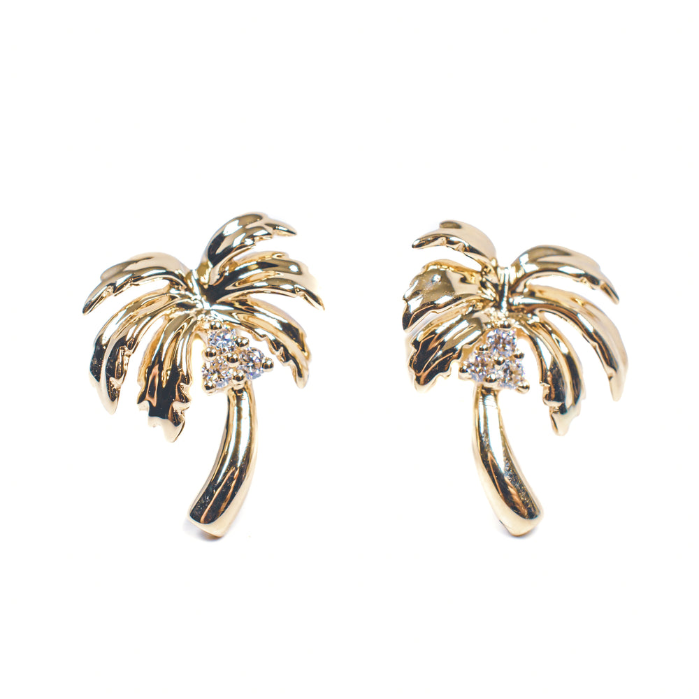14kt yg dia Palm Tree Earrings
