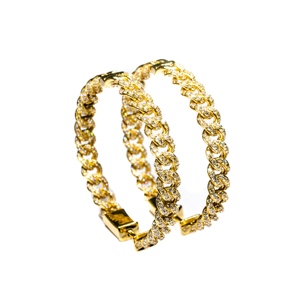 14kt yg dia link hoops 2.62cts