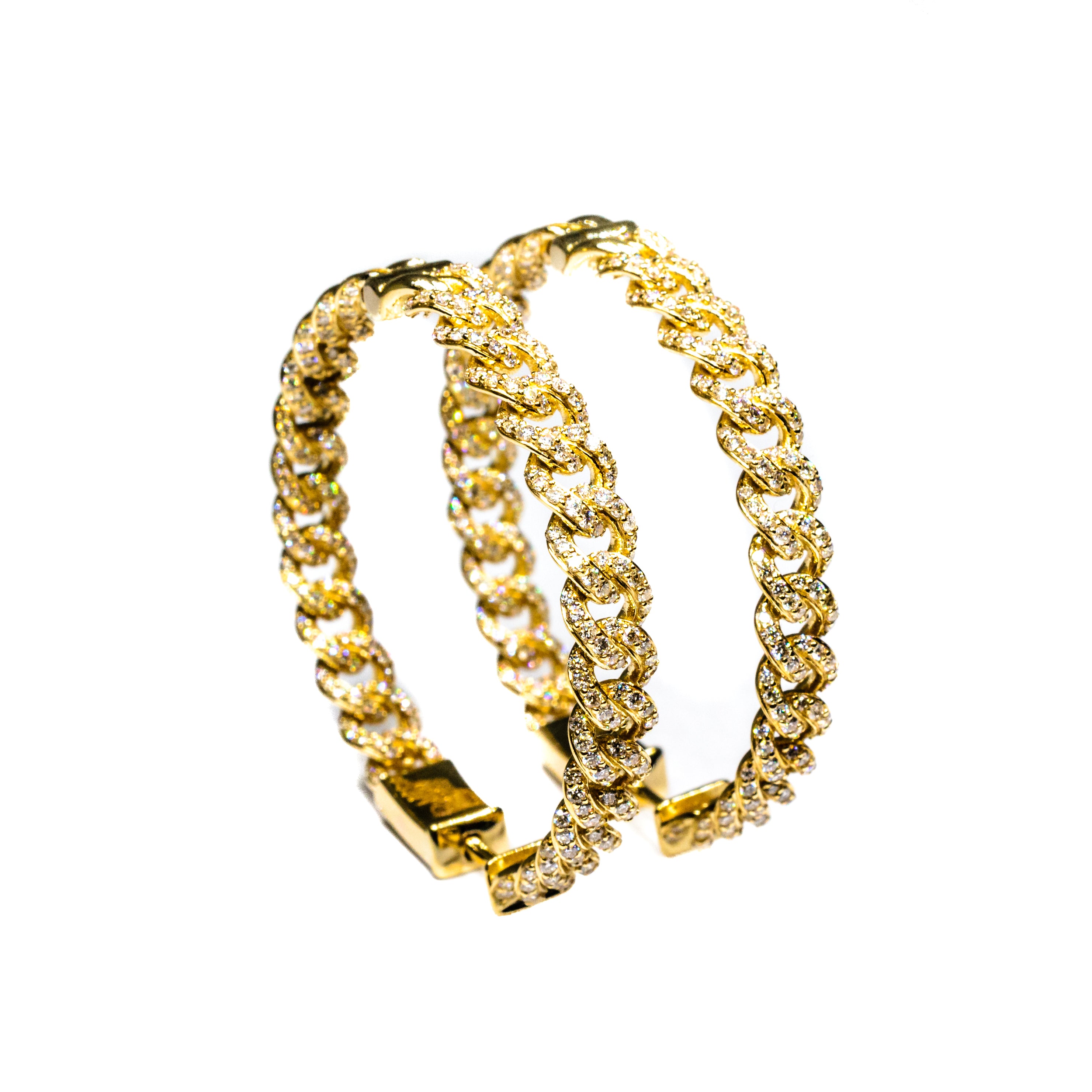 14kt yg dia link hoops 2.62cts