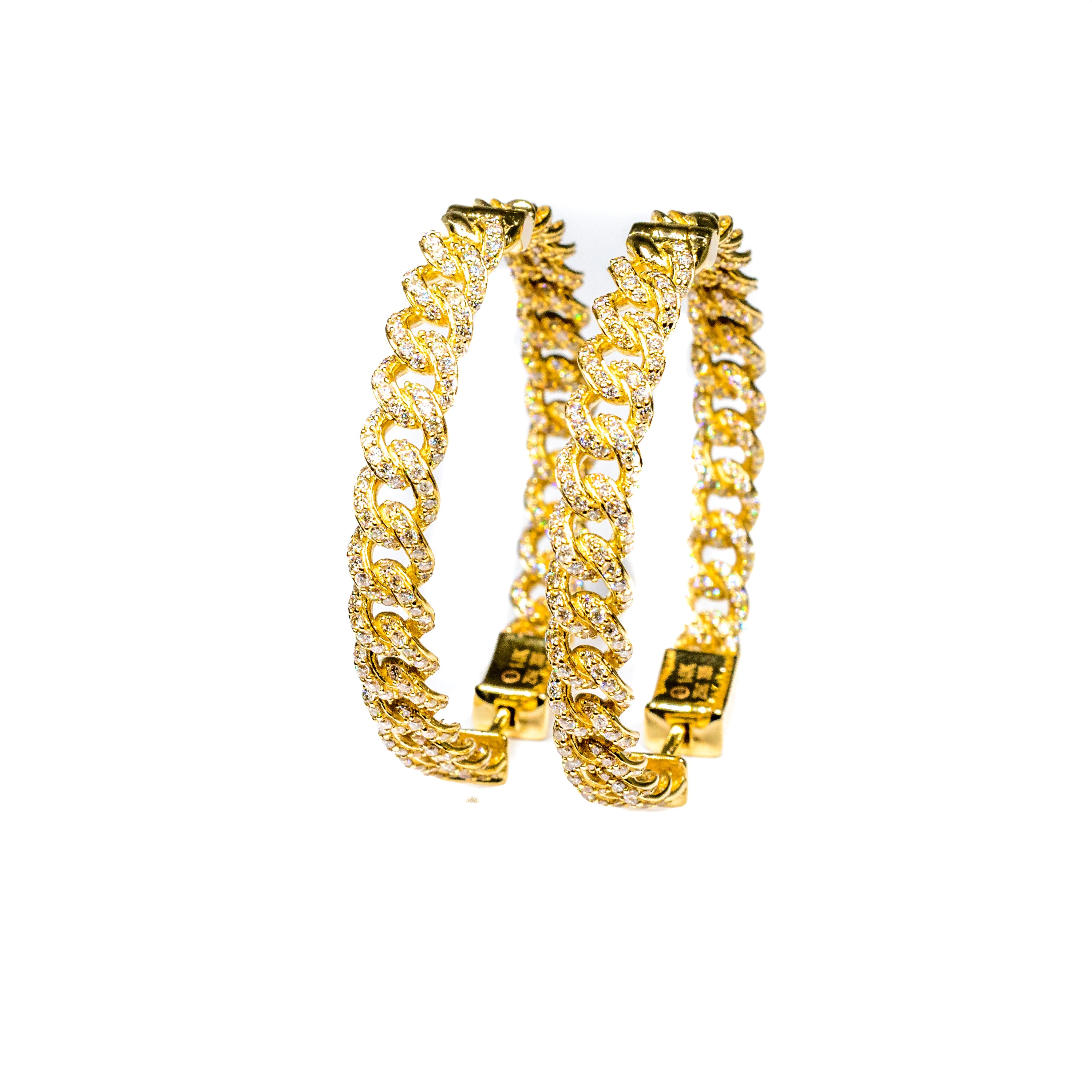 14kt yg dia link hoops 2.62cts