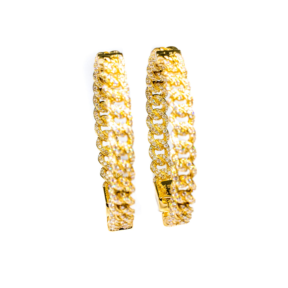 14kt yg dia link hoops 2.62cts