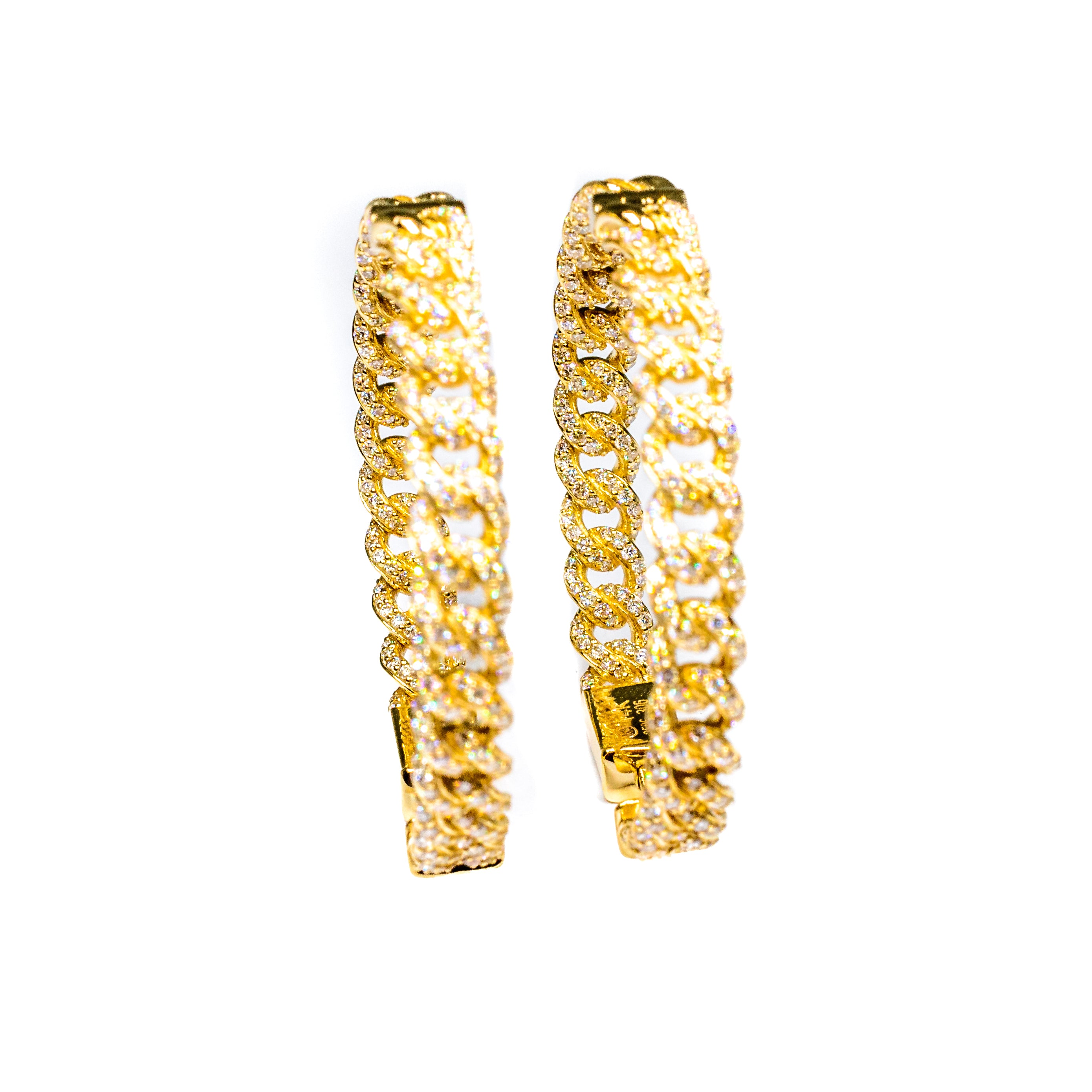 14kt yg dia link hoops 2.62cts