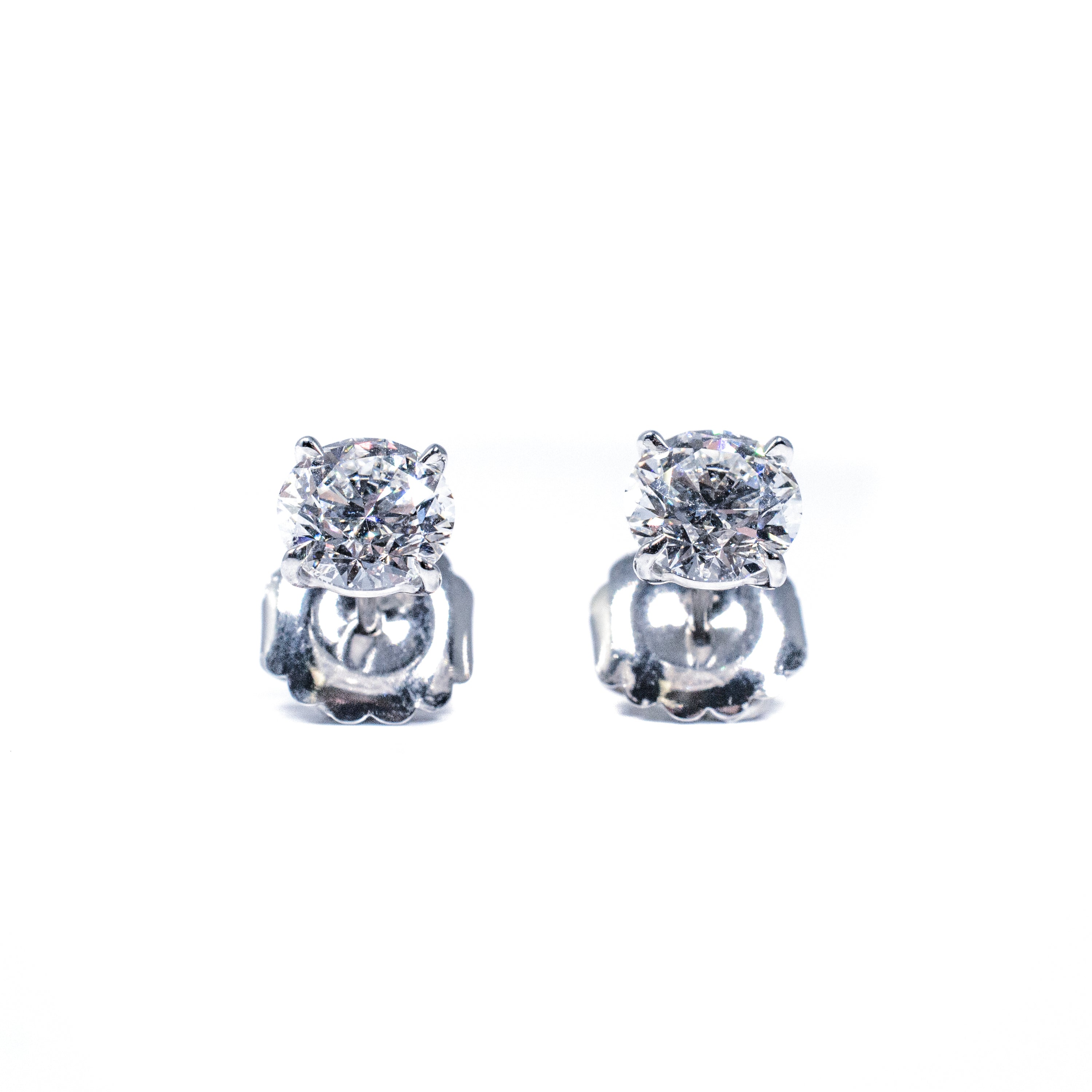 Platinum GIA Certified Diamond Stud Earrings 3.02 Carat Total