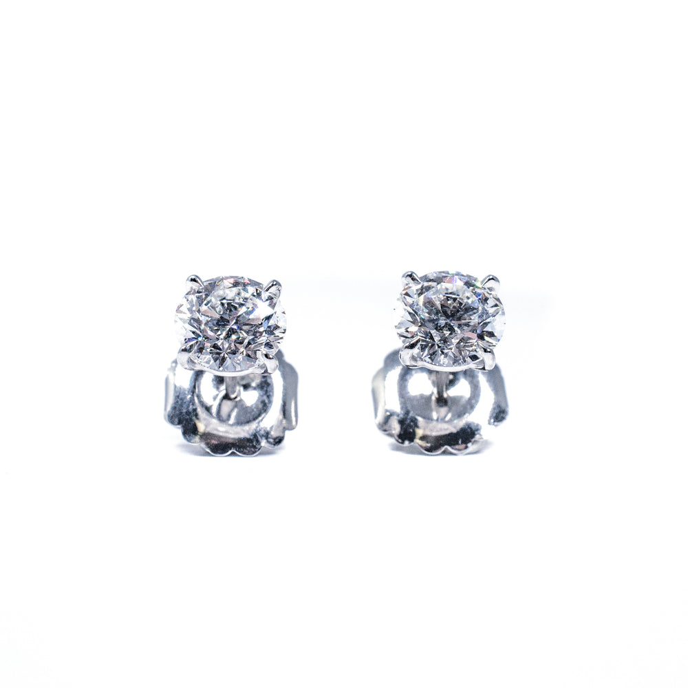 Platinum GIA Certified Diamond Stud Earrings 3.24 Carat Total XXX