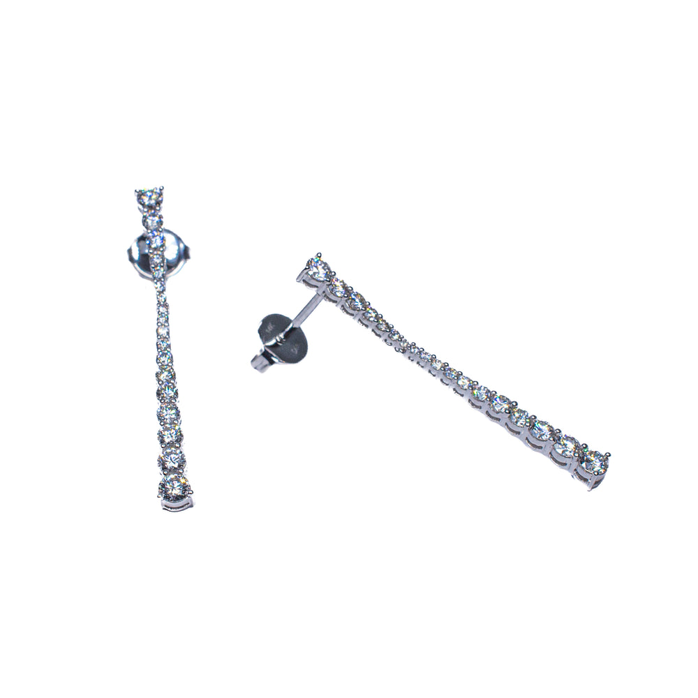 14K White Gold Diamond Crescendo Dangle Earrings – 1.19 Carat