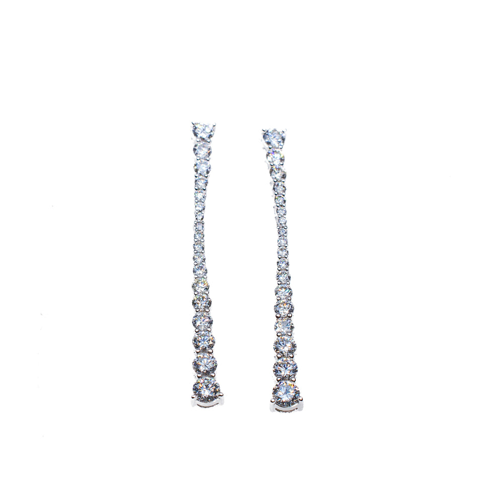 14K White Gold Diamond Crescendo Dangle Earrings – 1.19 Carat