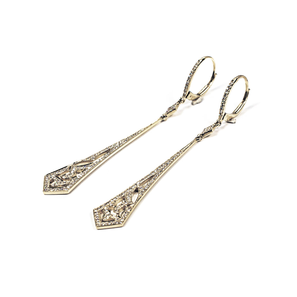 14K Yellow Gold Diamond Dangle Earrings