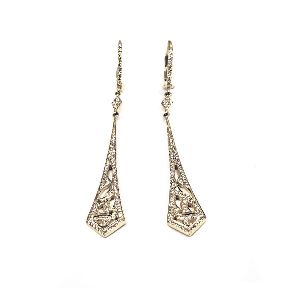 14K Yellow Gold Diamond Dangle Earrings