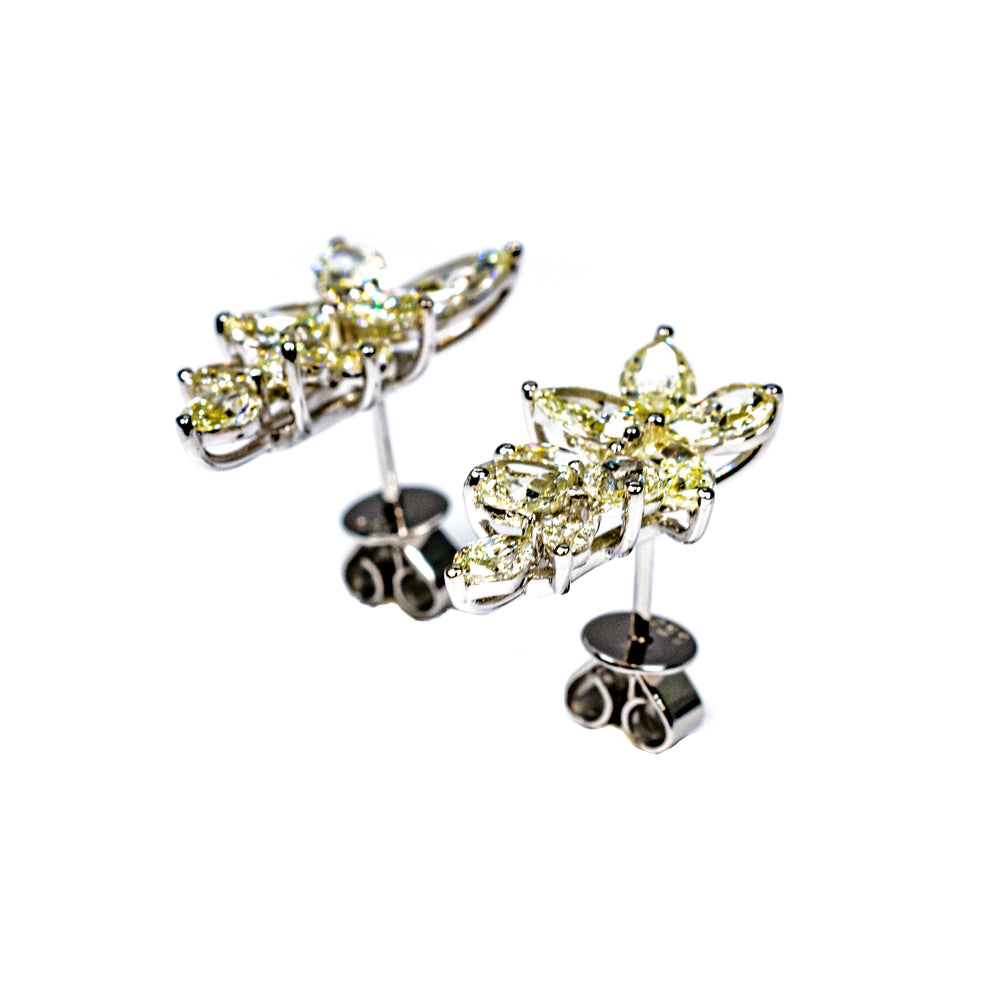 18K White Gold Pear Shape & Marquise Diamond Drop Earrings – 3.89 Carat