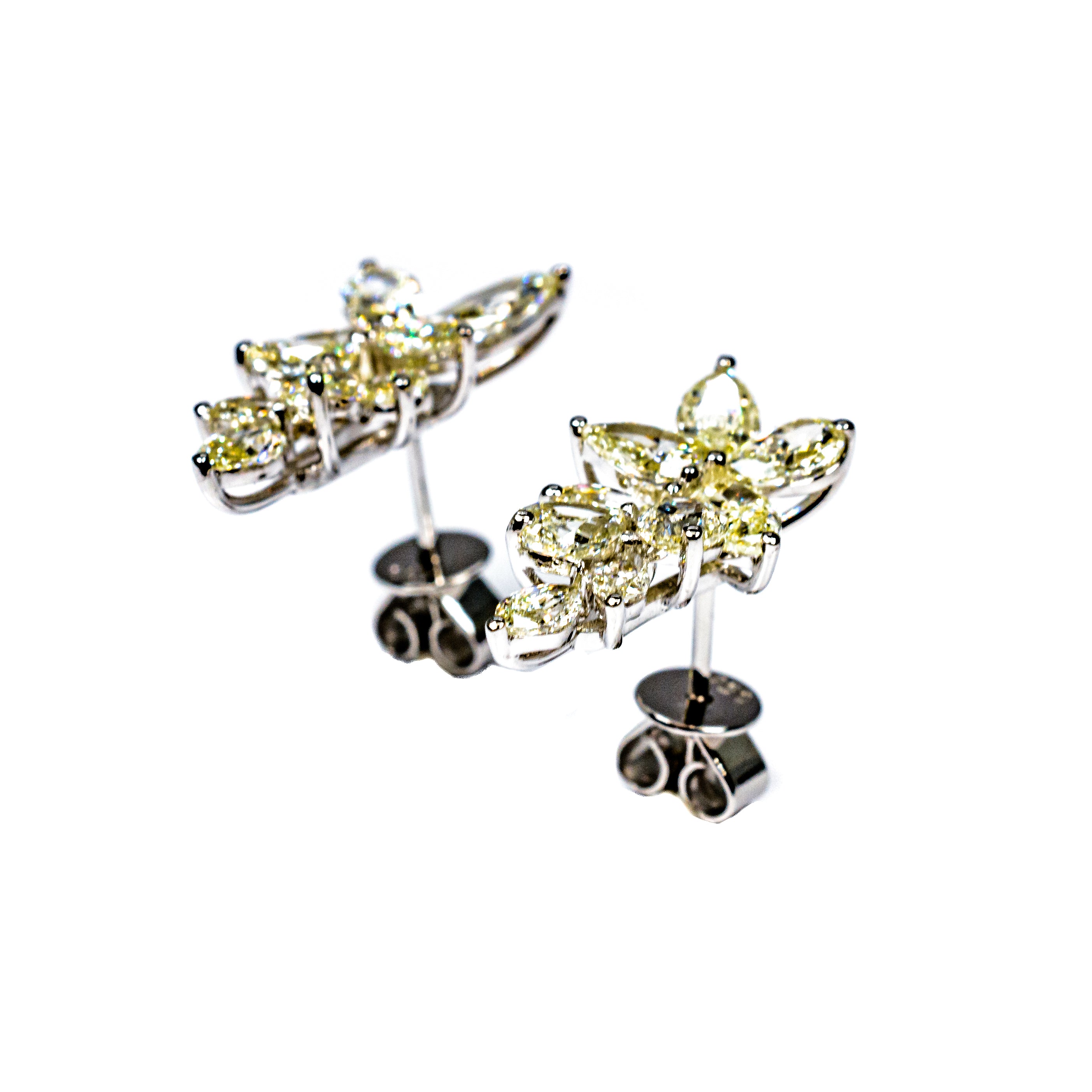 18K White Gold Pear Shape & Marquise Diamond Drop Earrings – 3.89 Carat